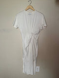 Topshop 97% Cotton 3% Elastane Size 4 White Maxi Dress with Knot Detail