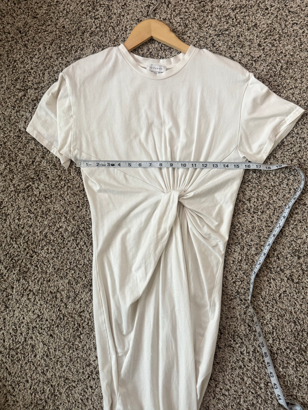 Topshop 97% Cotton 3% Elastane Size 4 White Maxi Dress with Knot Detail