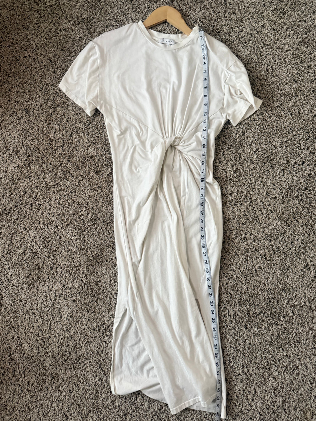 Topshop 97% Cotton 3% Elastane Size 4 White Maxi Dress with Knot Detail