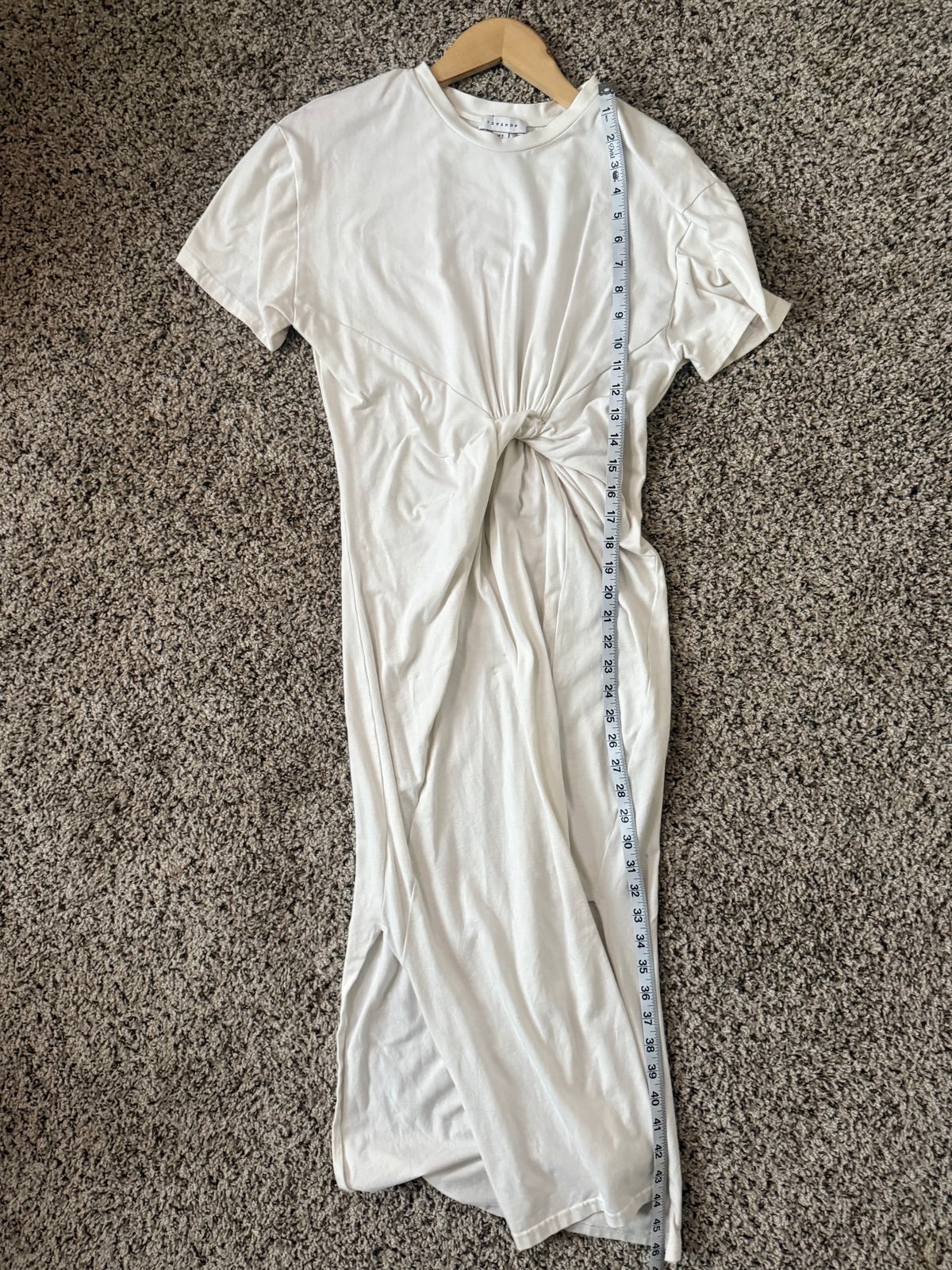 Topshop 97% Cotton 3% Elastane Size 4 White Maxi Dress with Knot Detail