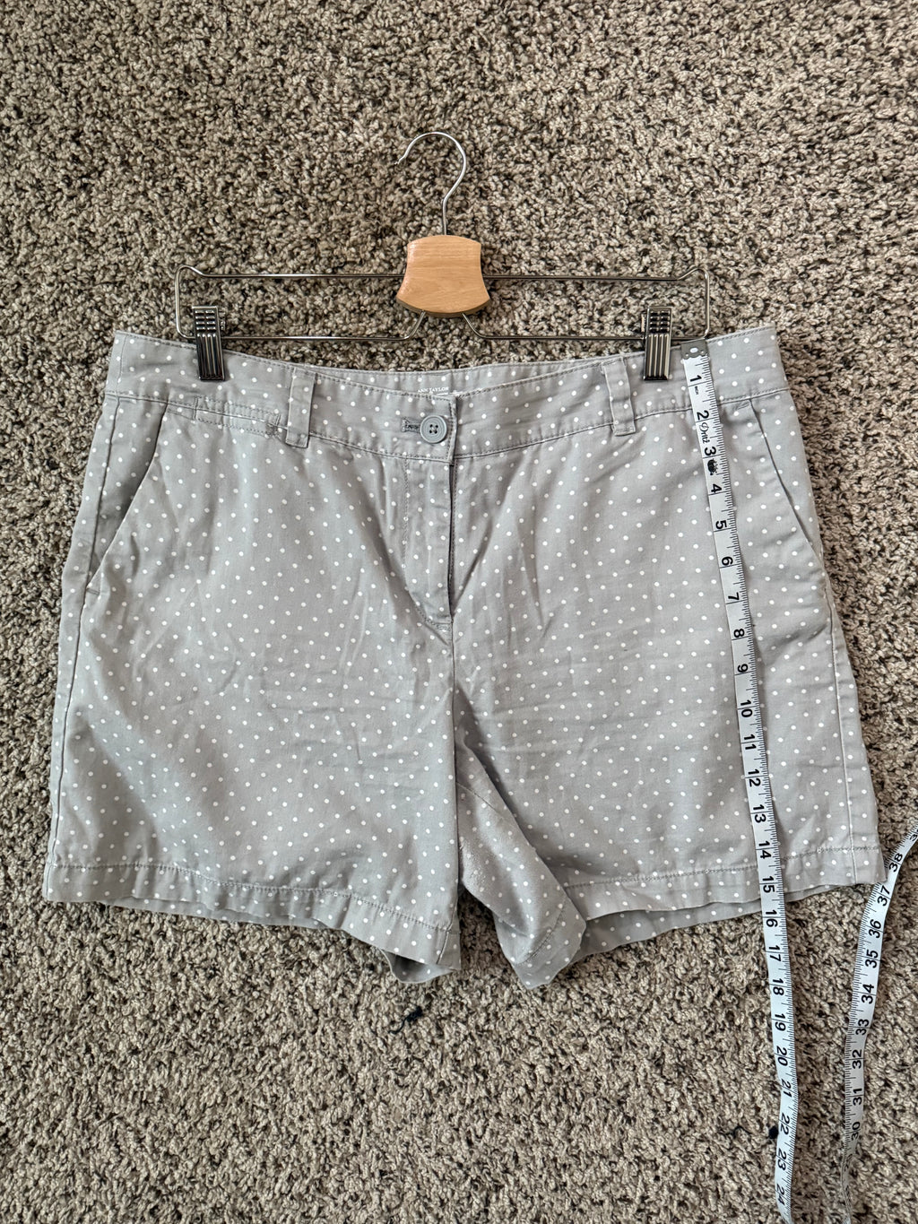Loft 100% Cotton Size 12 Light Grey Polka Dot Shorts