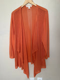 Emaline Woman 100% Viscose 3X Orange Mesh Long Sleeve Cardigan