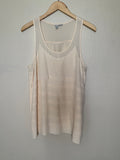 Halogen 100% Silk L Cream Tank Top with Ruffles