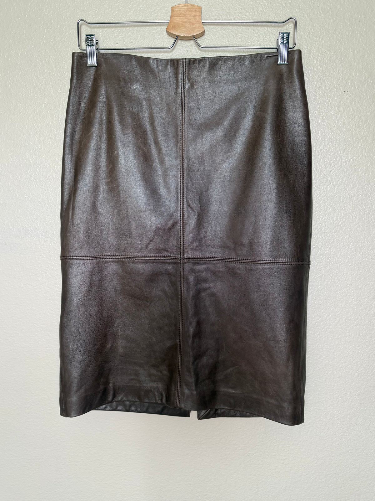 Talbots 100% Lambskin Size 6 Chocolate Brown Pencil Skirt