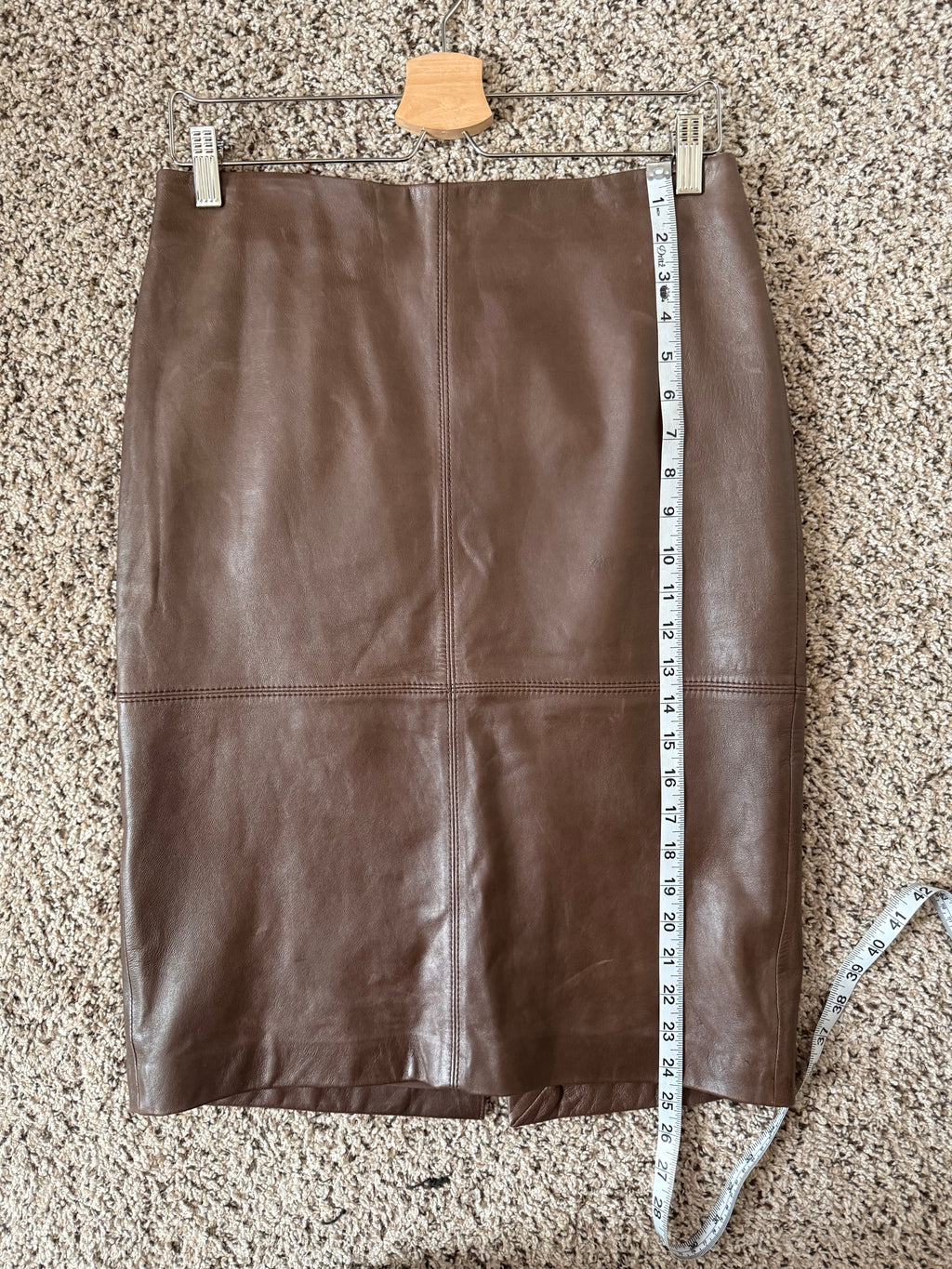 Talbots 100% Lambskin Size 6 Chocolate Brown Pencil Skirt