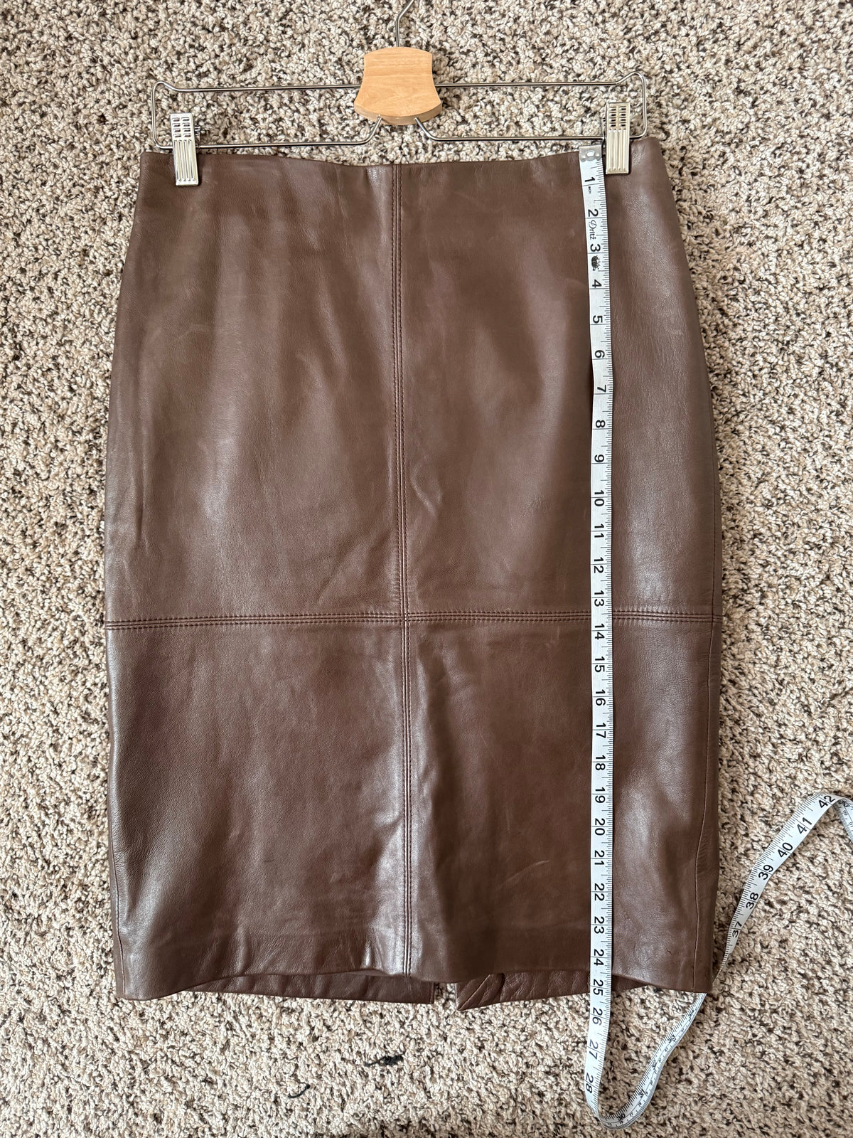 Talbots 100% Lambskin Size 6 Chocolate Brown Pencil Skirt