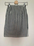 Emanuel 100% Wool Size 8 (Fits like a 0) Black and White Striped Pencil Skirt