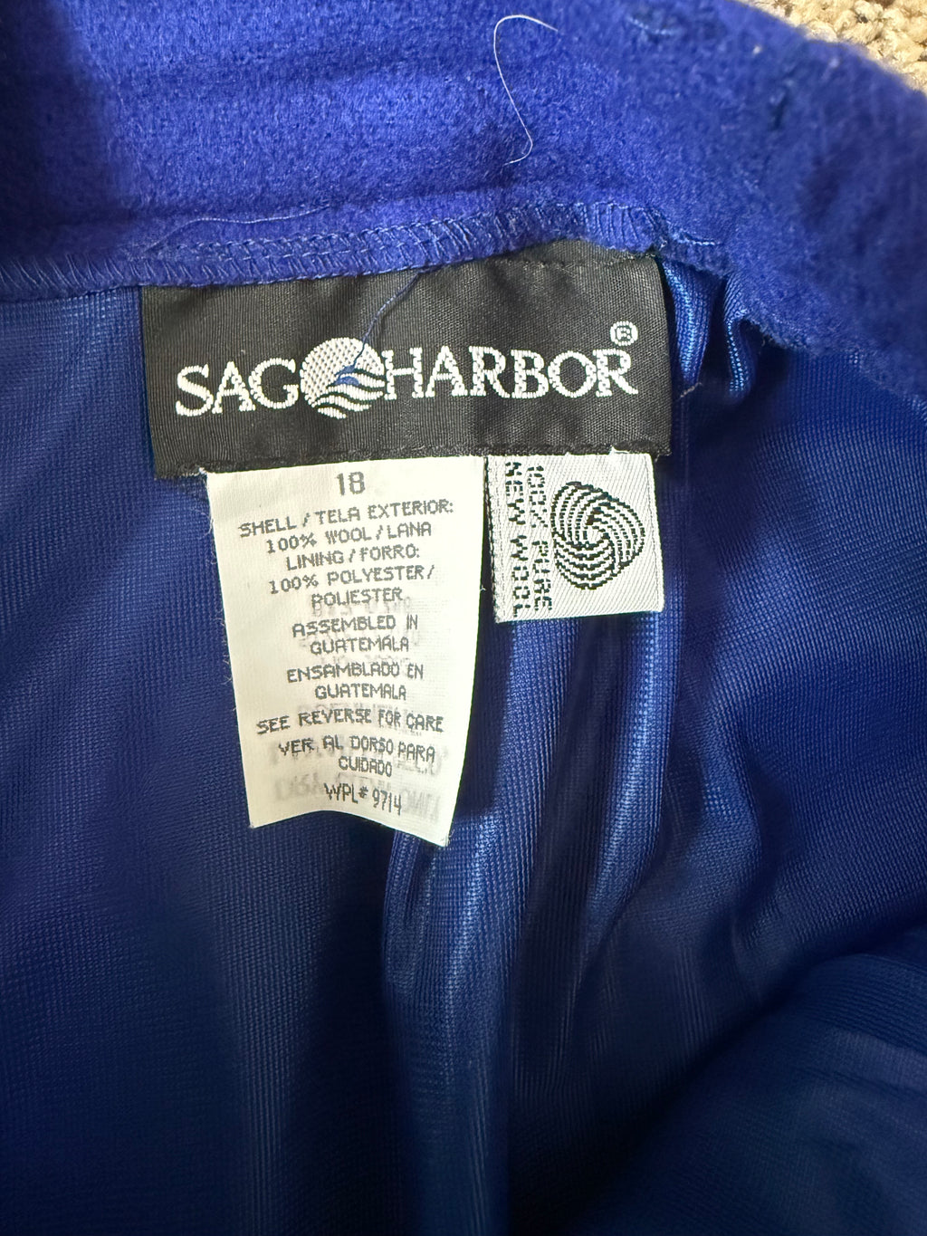 Sag Harbor 100% Wool Size 18 Royal Blue Pencil Skirt