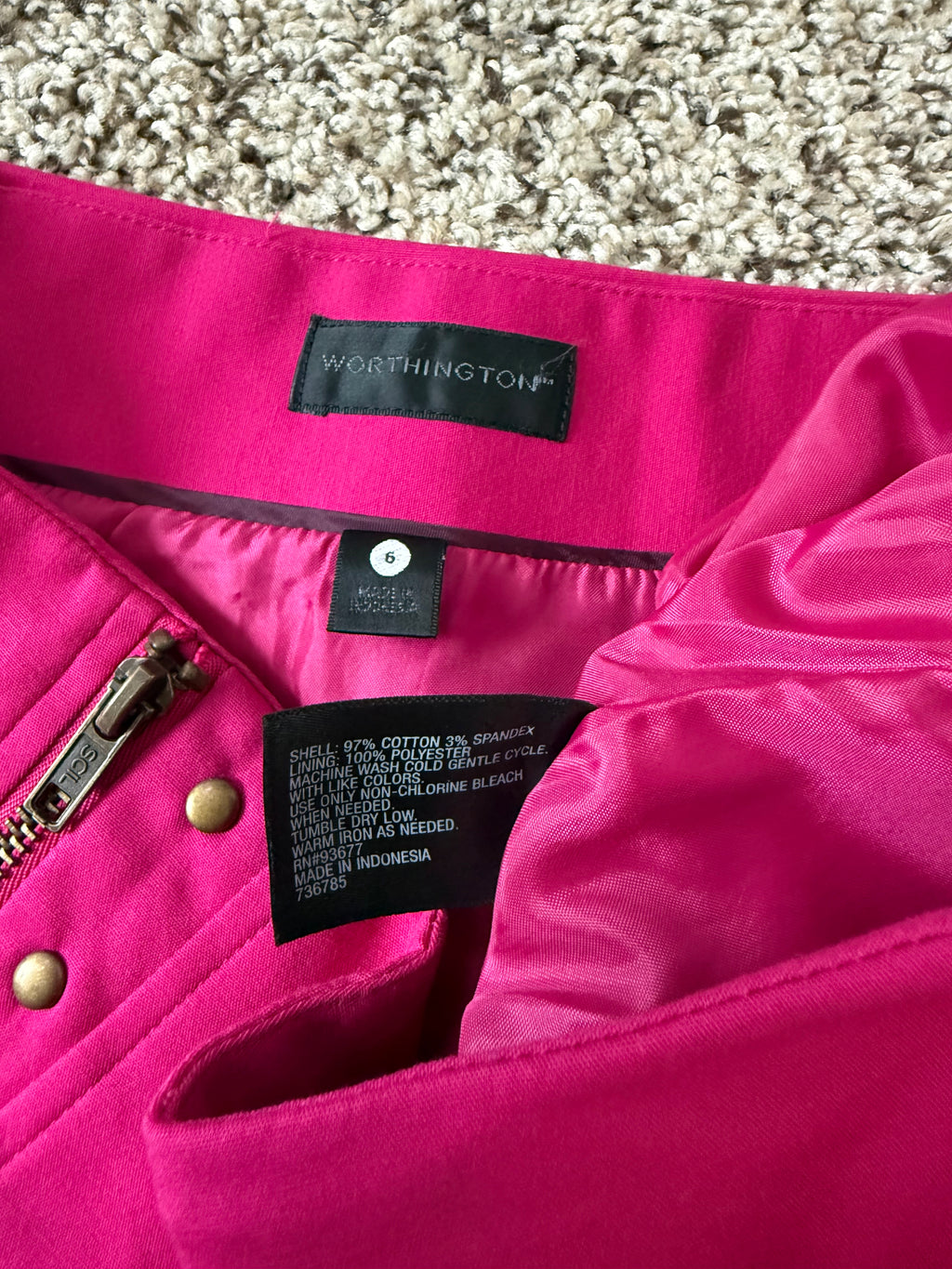 Worthington 97% Cotton 3% Elastane Size 6 Fuchsia Pencil Skirt