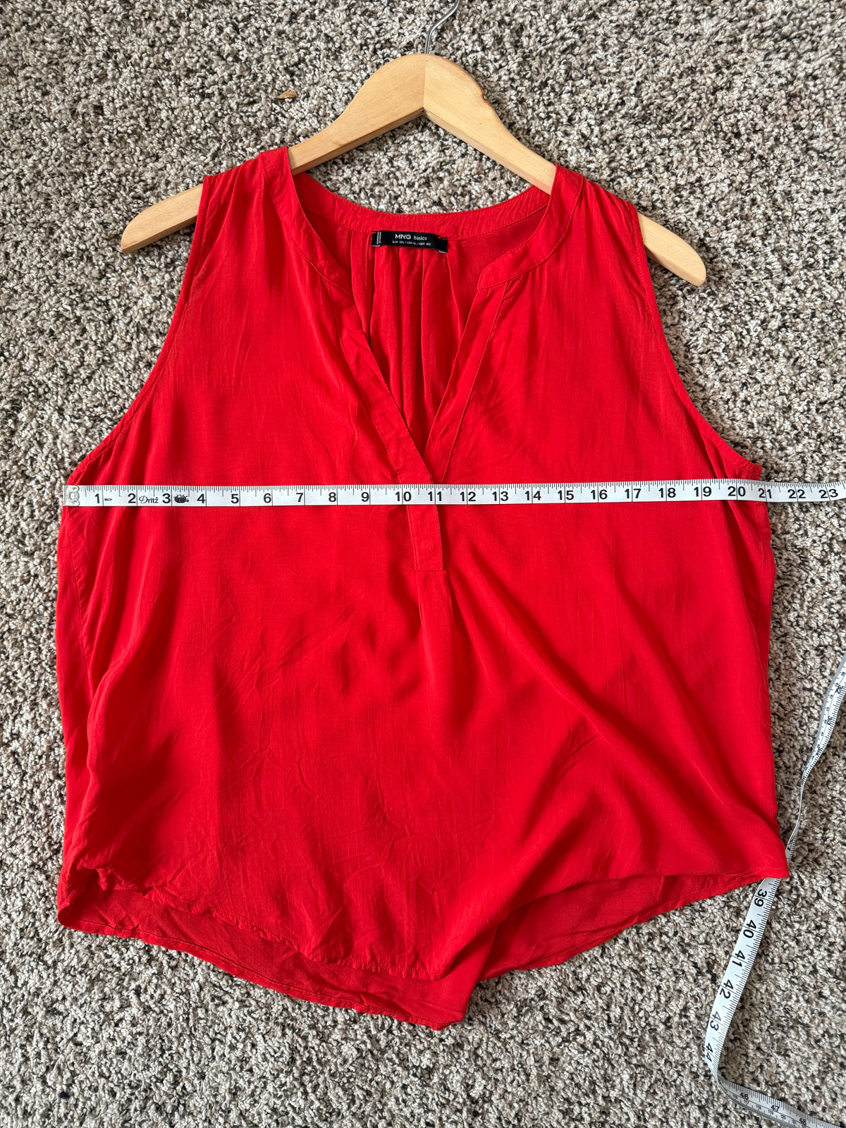 Mango 100% Viscose XL Bright Red-Orange Flowy Tank Top