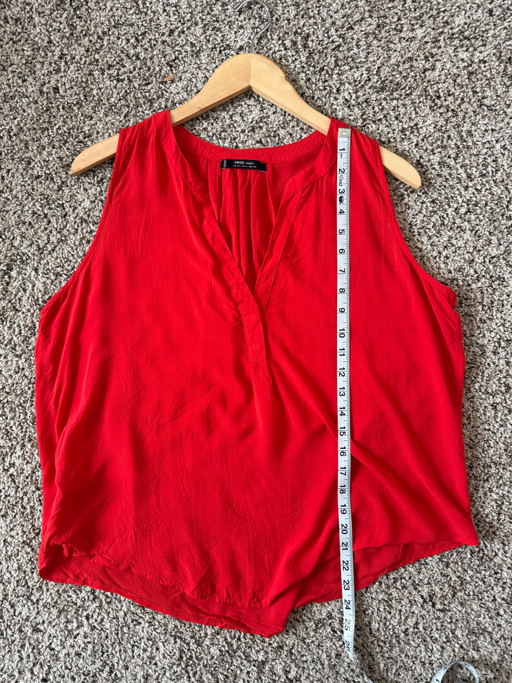 Mango 100% Viscose XL Bright Red-Orange Flowy Tank Top