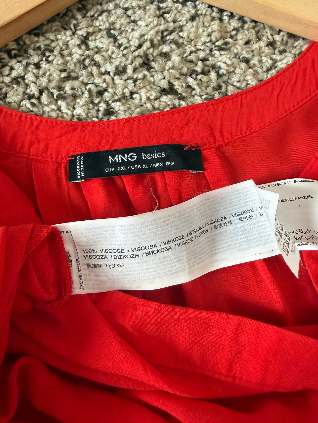 Mango 100% Viscose XL Bright Red-Orange Flowy Tank Top