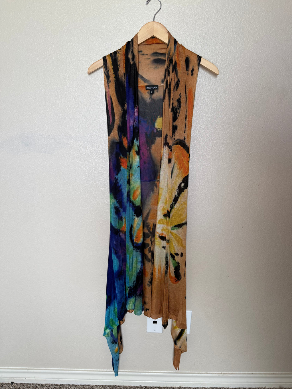 Dor Dor 100% Viscose L Colorful Mesh Long Tank Top Cardigan