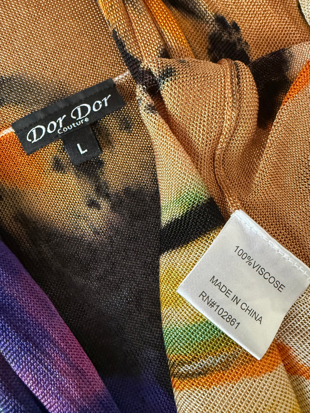 Dor Dor 100% Viscose L Colorful Mesh Long Tank Top Cardigan
