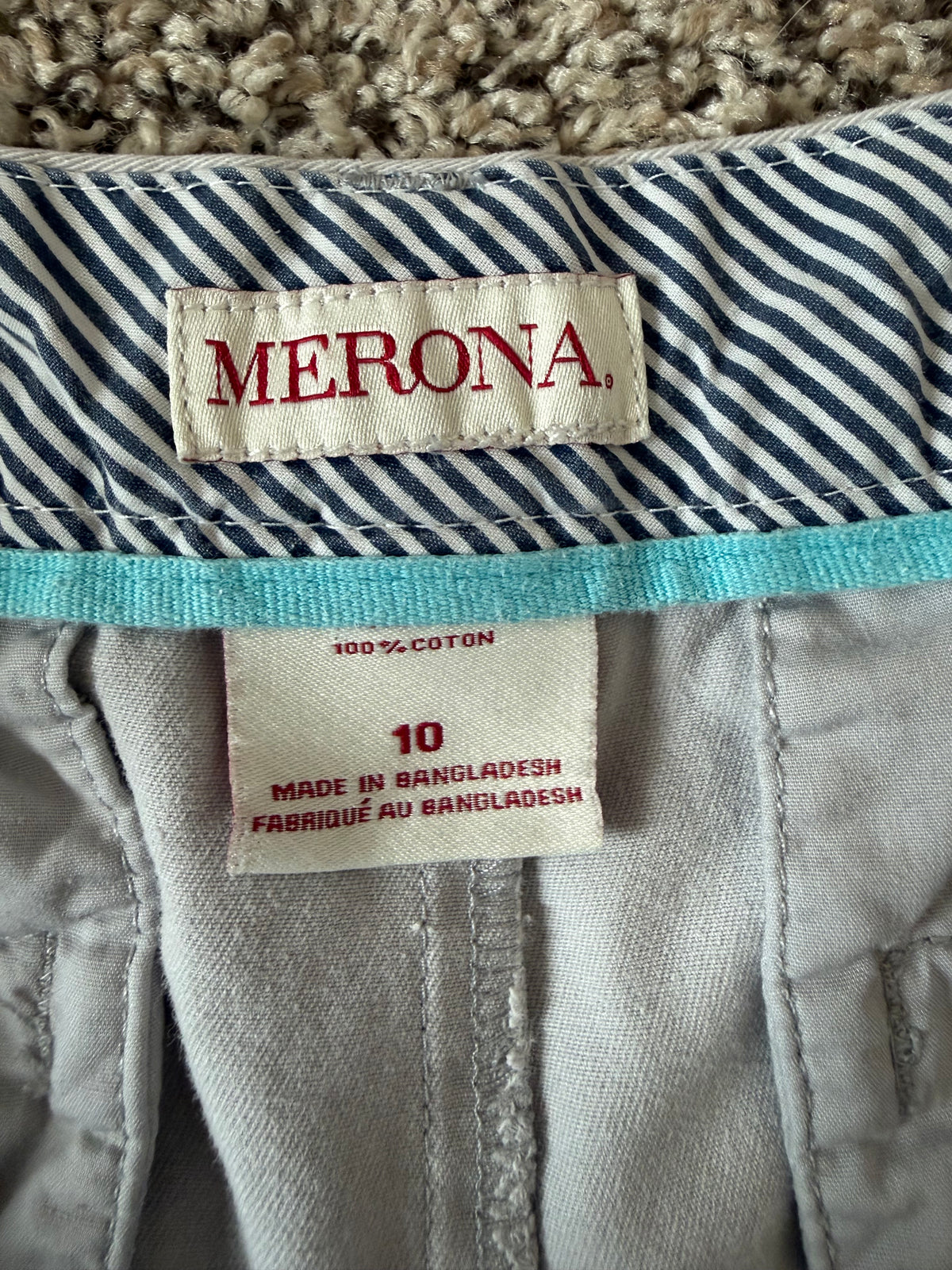 Merona 100% Cotton Size 10 Light Grey Shorts
