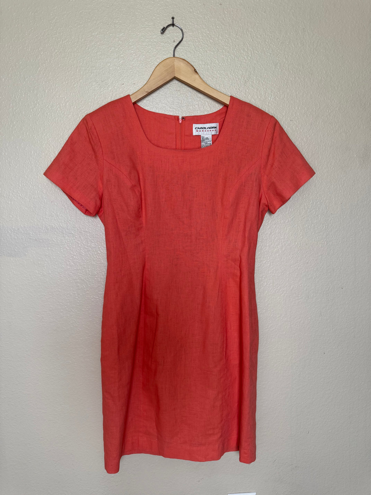 Carol Horn Workshop 55% Linen 45% Cotton 4P Coral Short Sleeve Dress