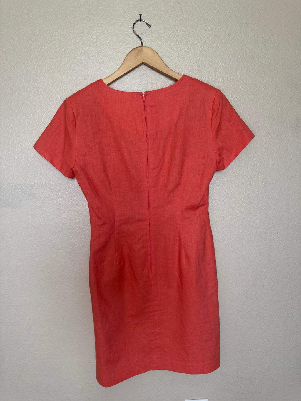 Carol Horn Workshop 55% Linen 45% Cotton 4P Coral Short Sleeve Dress