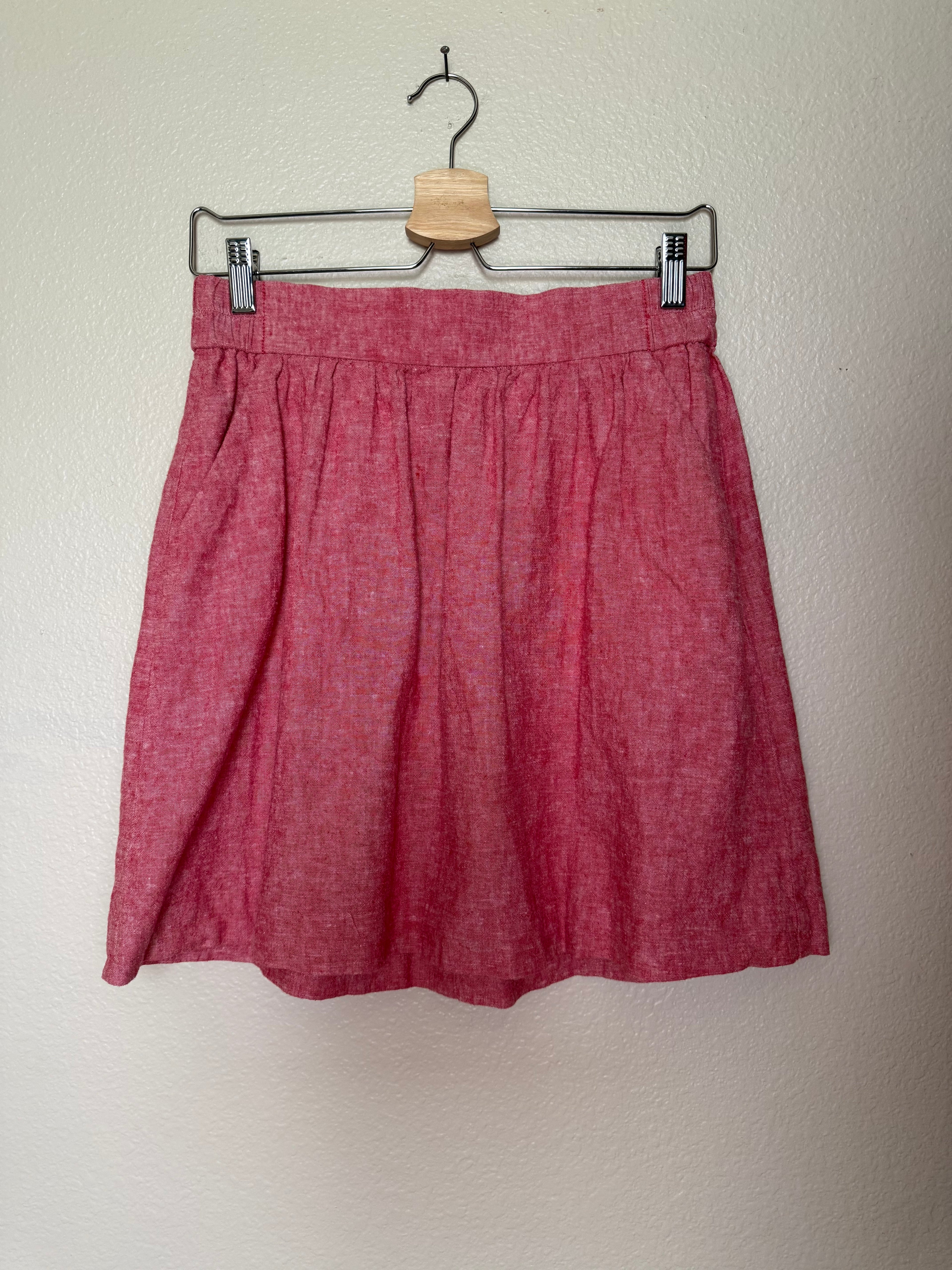 Loft 55% Linen 45% Cotton S Pastel Coral Mini Skirt