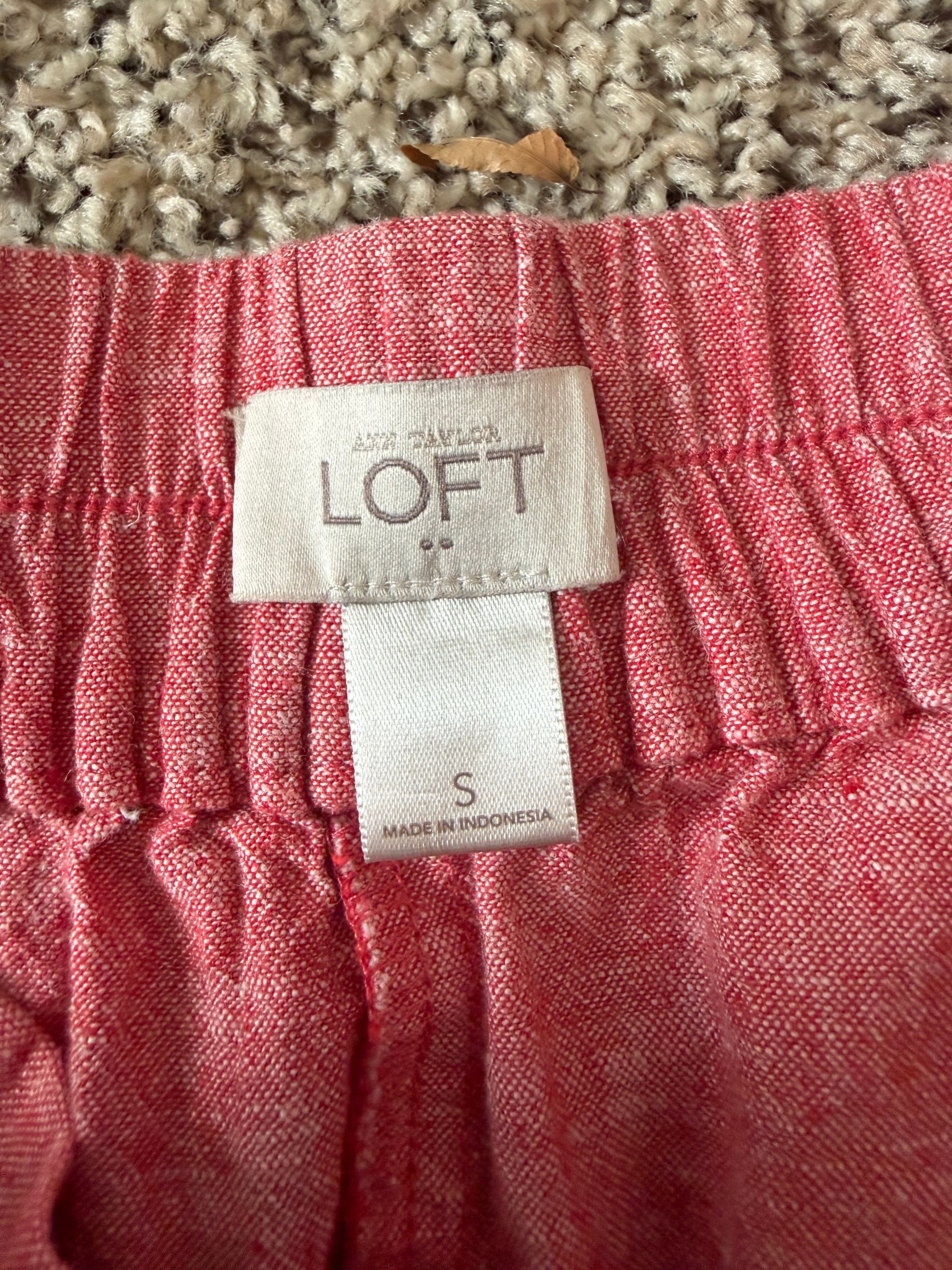 Loft 55% Linen 45% Cotton S Pastel Coral Mini Skirt
