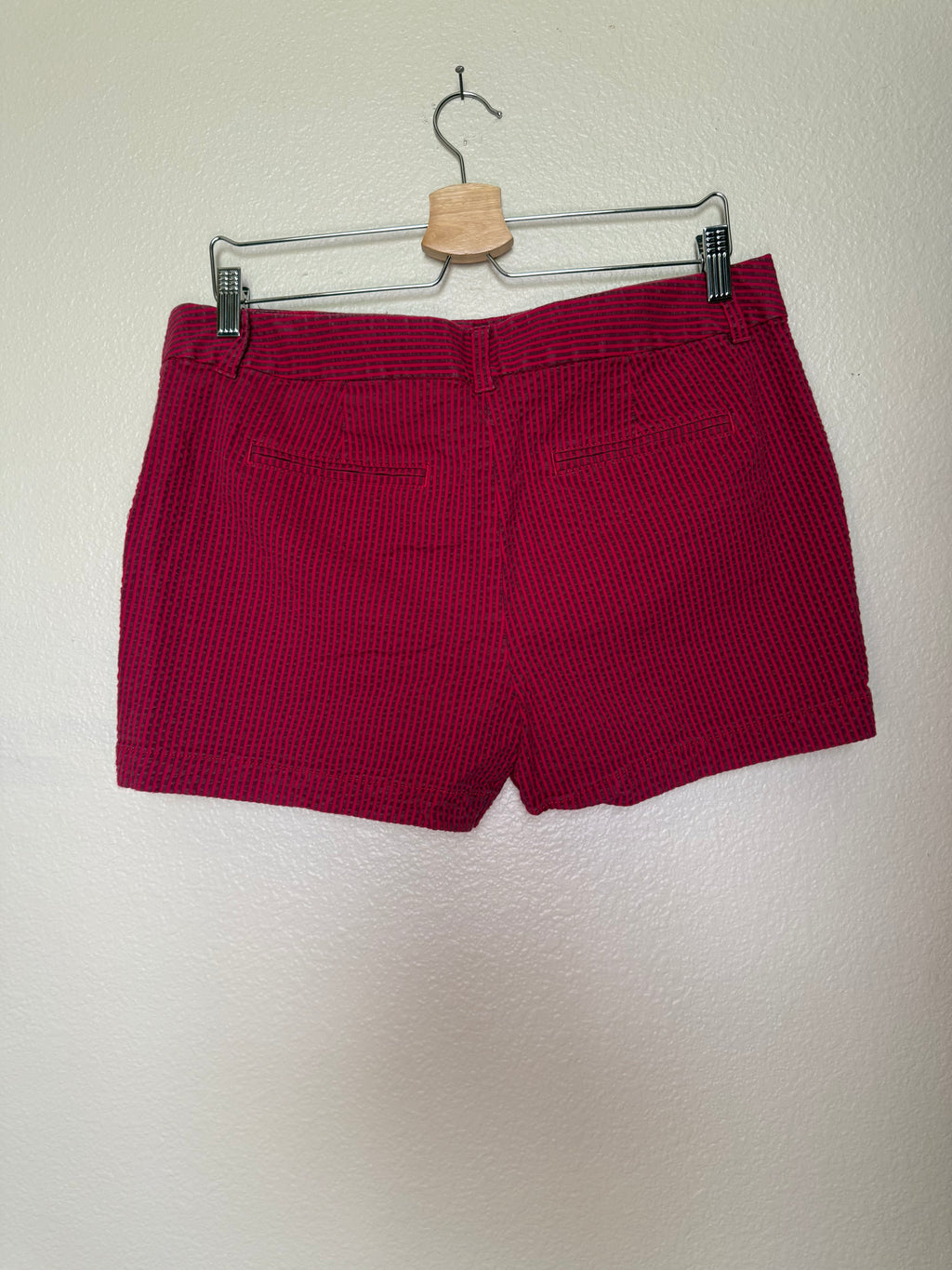 Loft 97% Cotton 3% Elastane Size 8 Original Red Shorts with Maroon Stripes