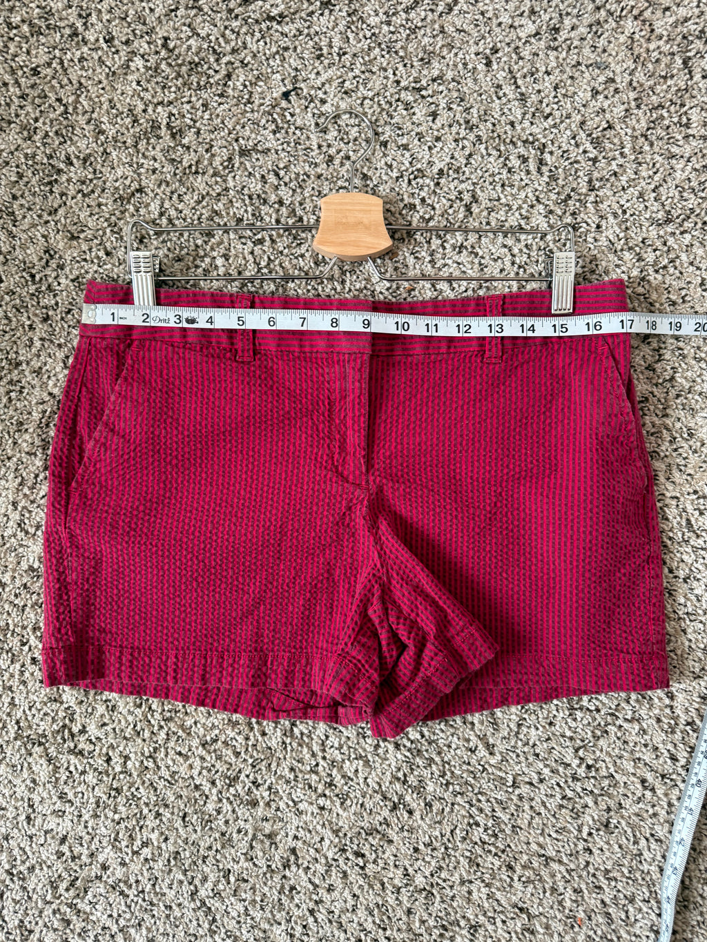 Loft 97% Cotton 3% Elastane Size 8 Original Red Shorts with Maroon Stripes