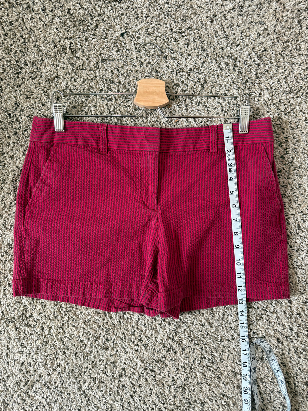Loft 97% Cotton 3% Elastane Size 8 Original Red Shorts with Maroon Stripes