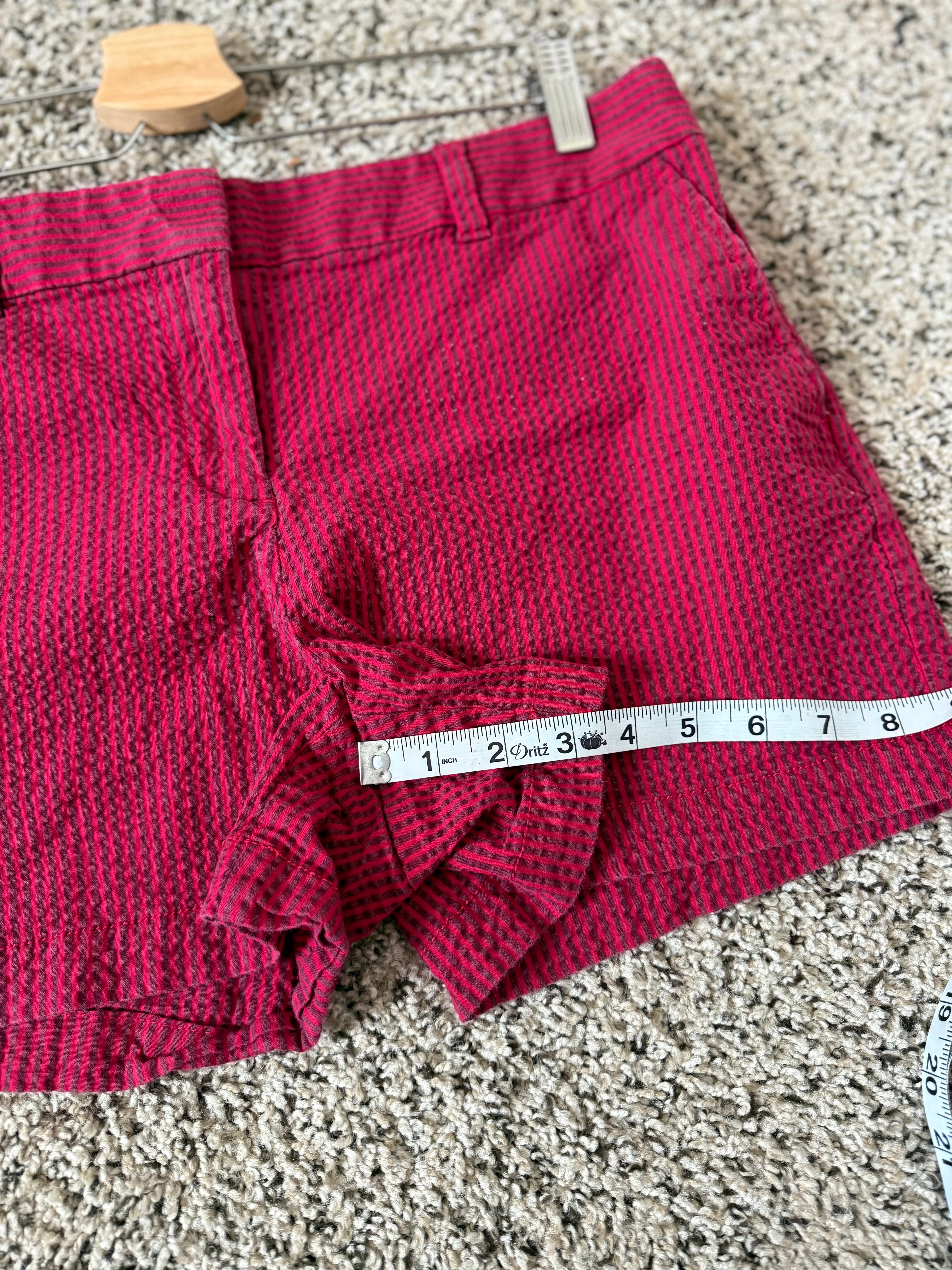 Loft 97% Cotton 3% Elastane Size 8 Original Red Shorts with Maroon Stripes