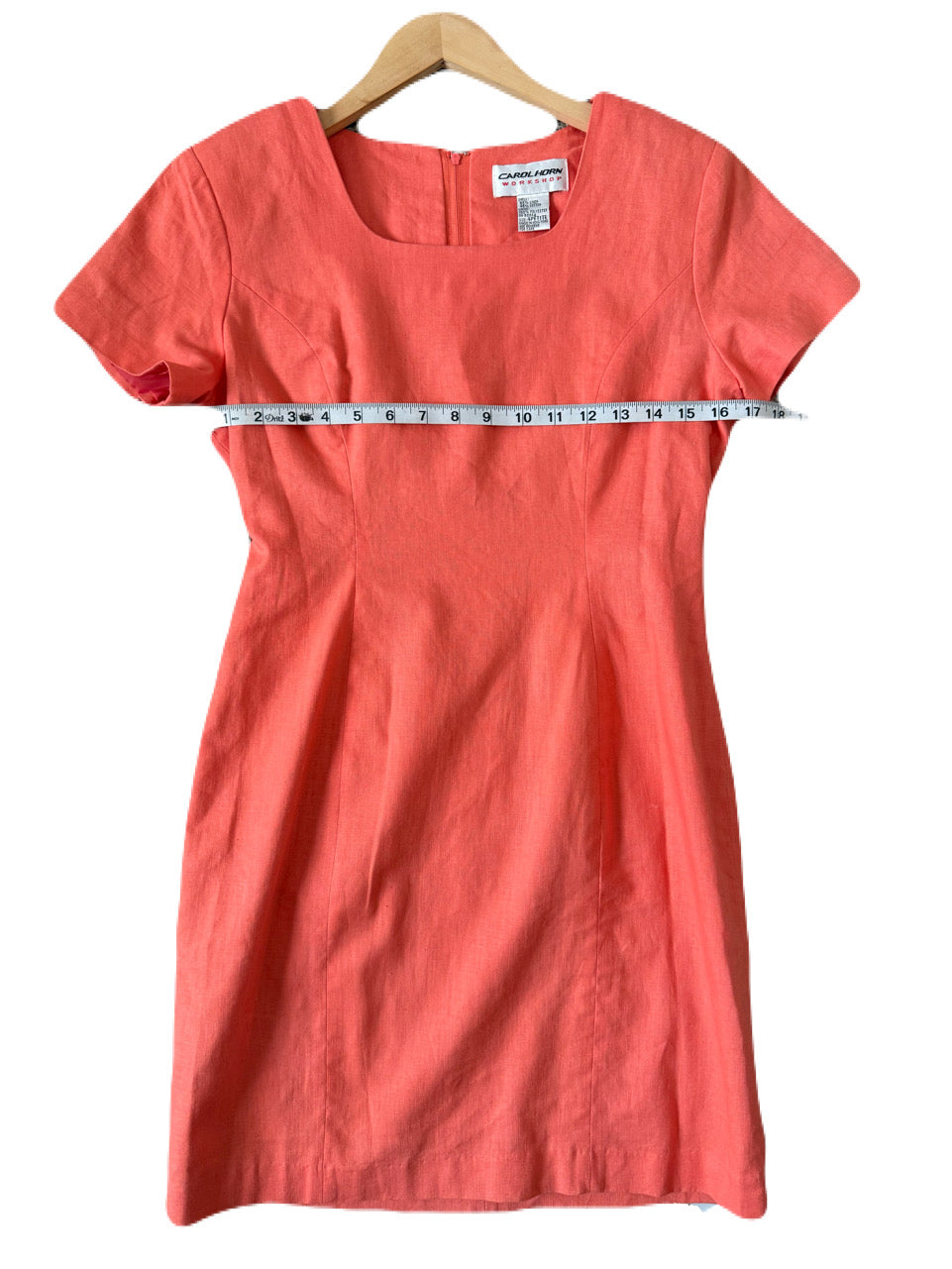 Carol Horn Workshop 55% Linen 45% Cotton 4P Coral Short Sleeve Dress