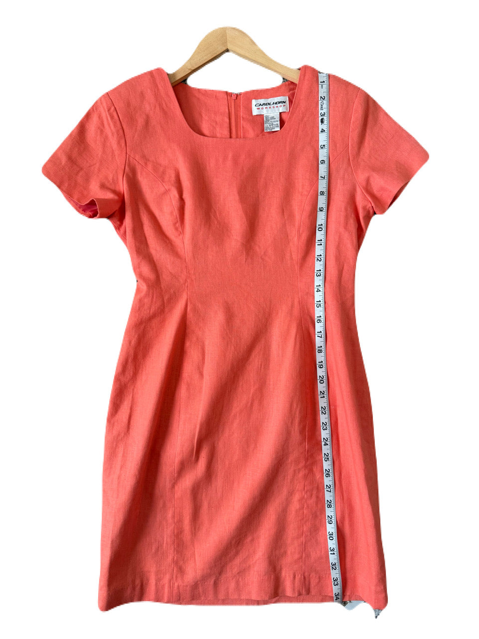 Carol Horn Workshop 55% Linen 45% Cotton 4P Coral Short Sleeve Dress