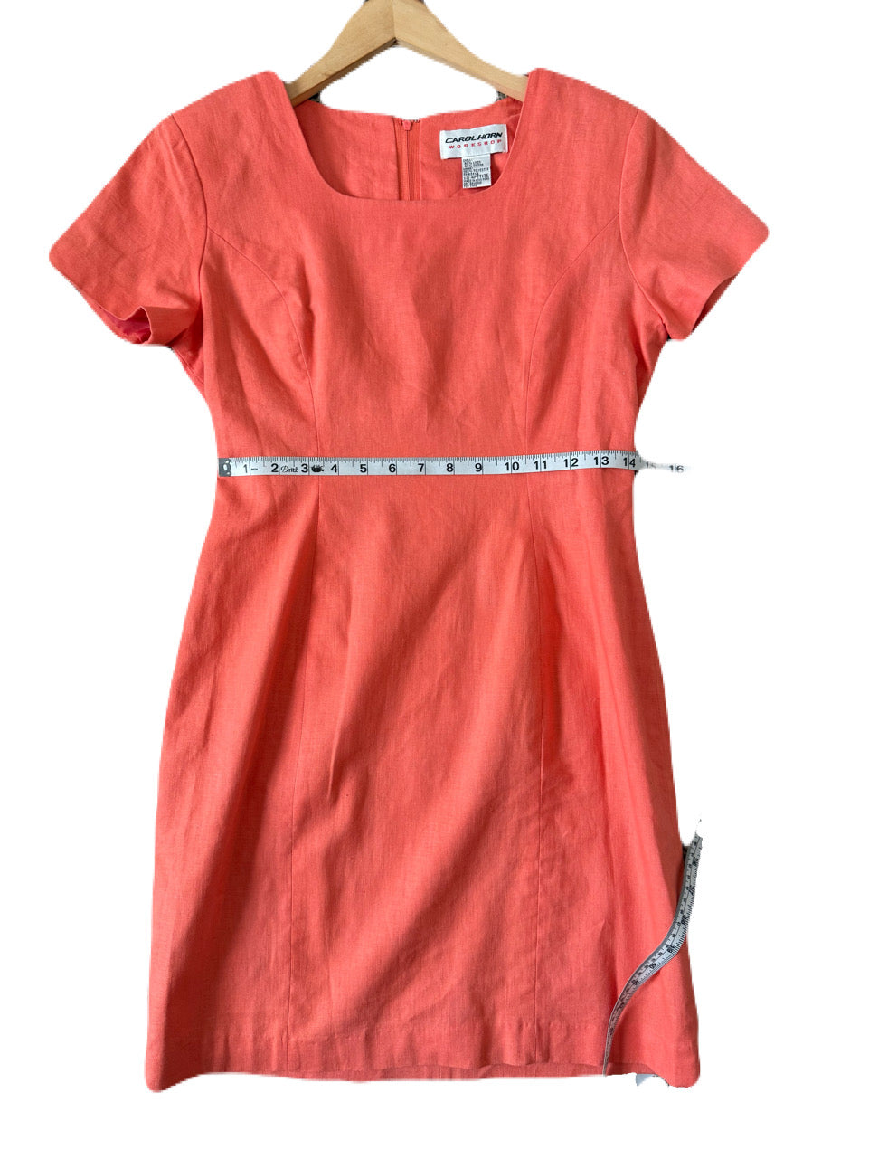 Carol Horn Workshop 55% Linen 45% Cotton 4P Coral Short Sleeve Dress