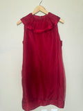 Taylor 100% Silk Size 10 Red Dress with Ruffle Collar