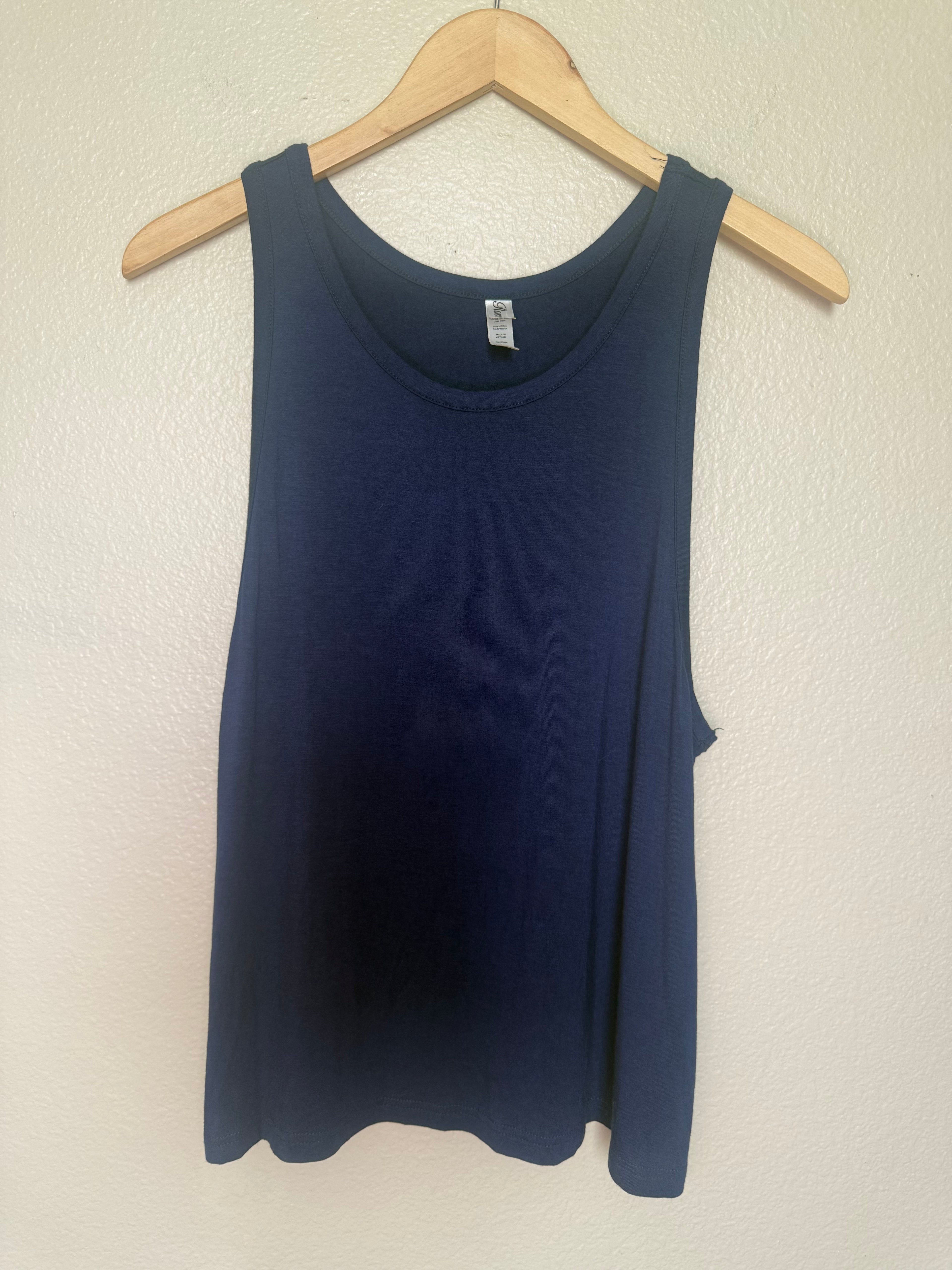 Rosio 95% Modal 5% Spandex L Navy Blue Tank Top