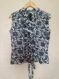 Jennifer & Grace 100% Cotton S Black and White Flower Tank Top with Sequins
