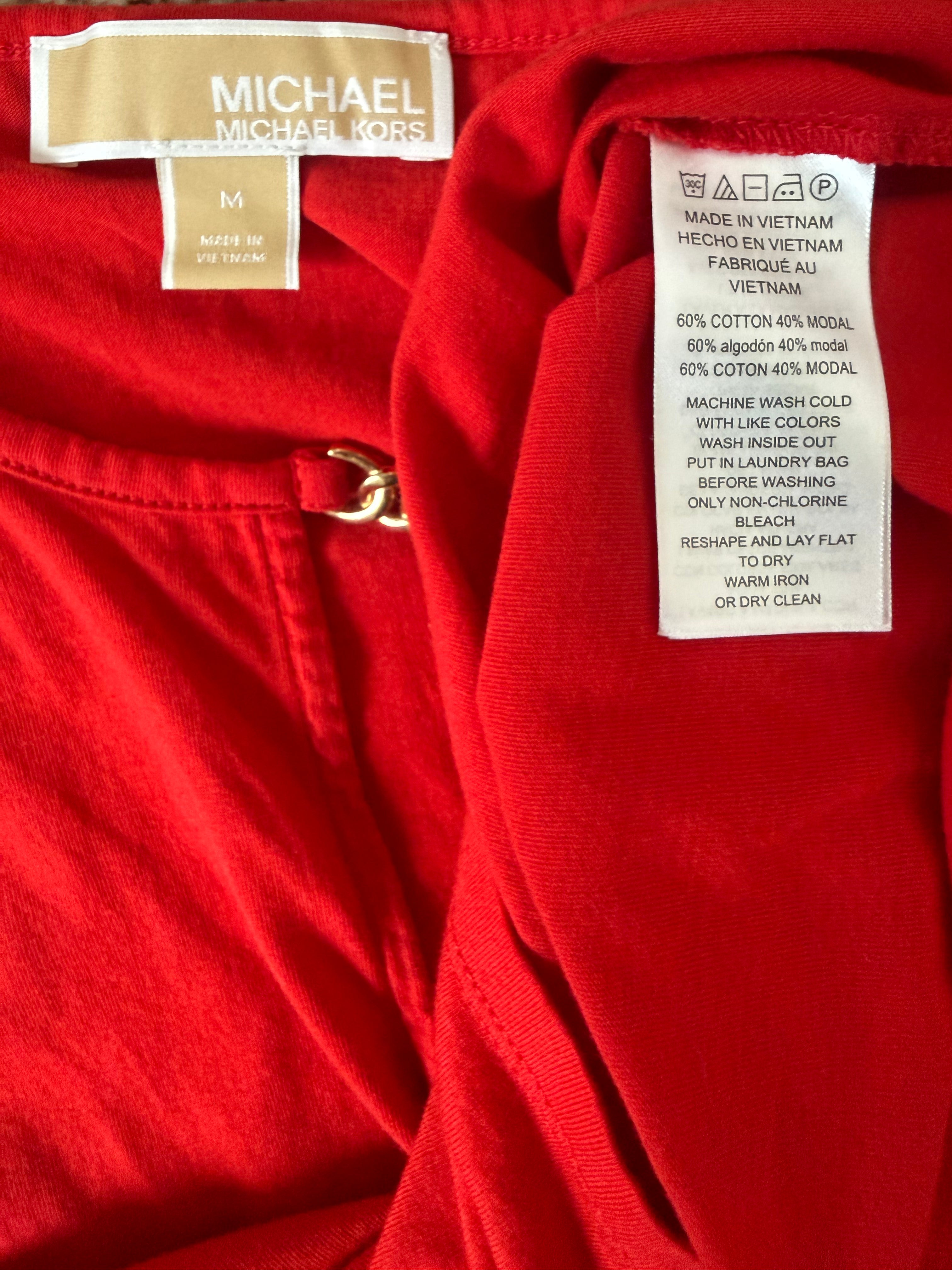 Michael Kors 60% Cotton 40% Modal M Red Tank Top
