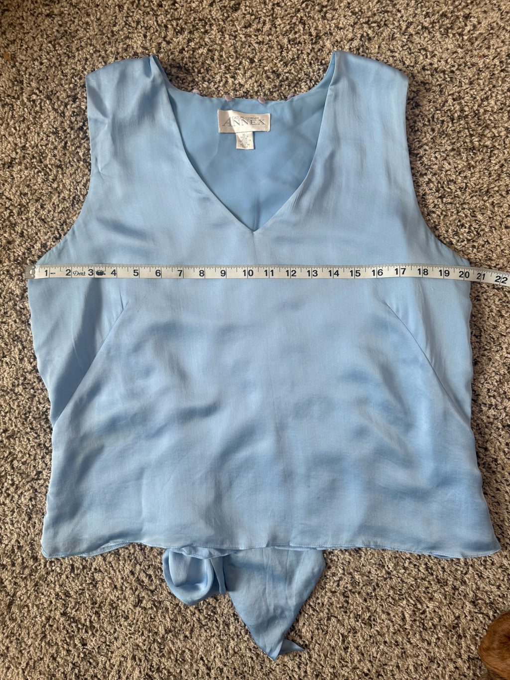 Casual Corner Annex 100% Silk Size XL Light Blue Tank Top with Scarf