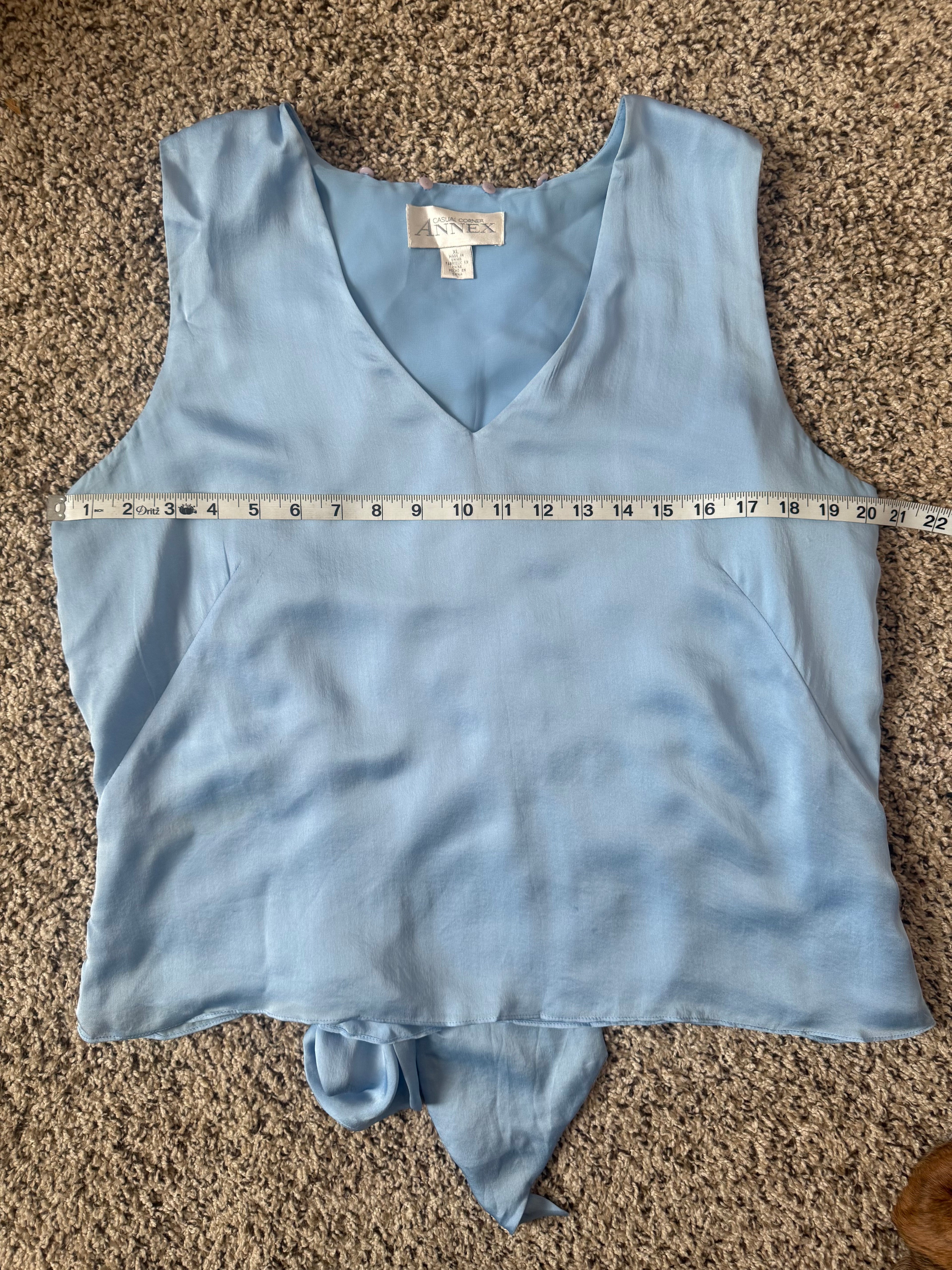Casual Corner Annex 100% Silk Size XL Light Blue Tank Top with Scarf