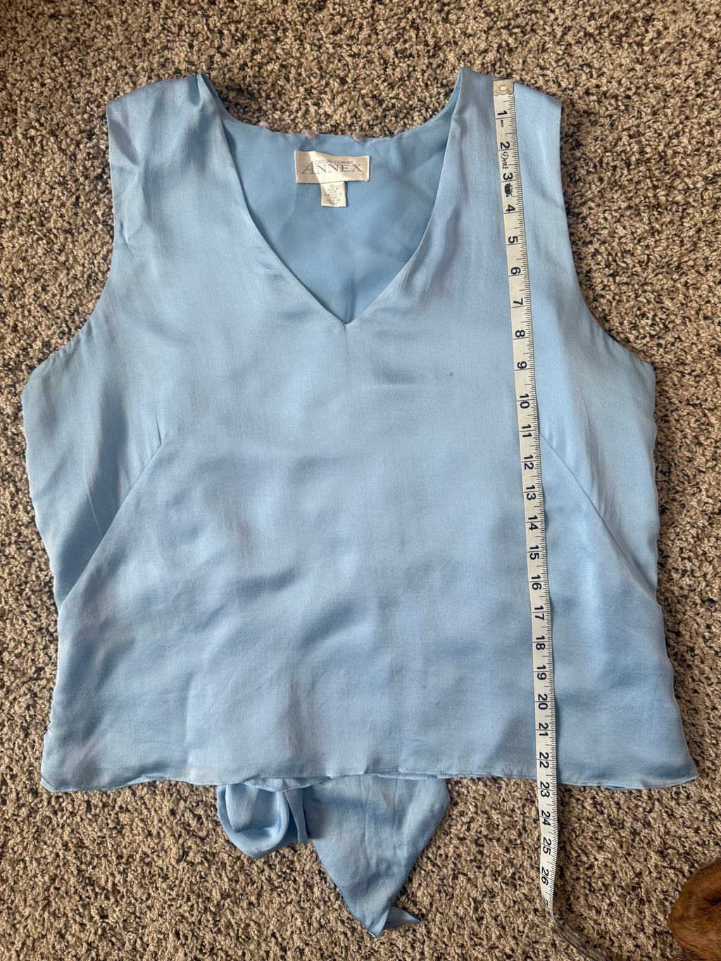 Casual Corner Annex 100% Silk Size XL Light Blue Tank Top with Scarf