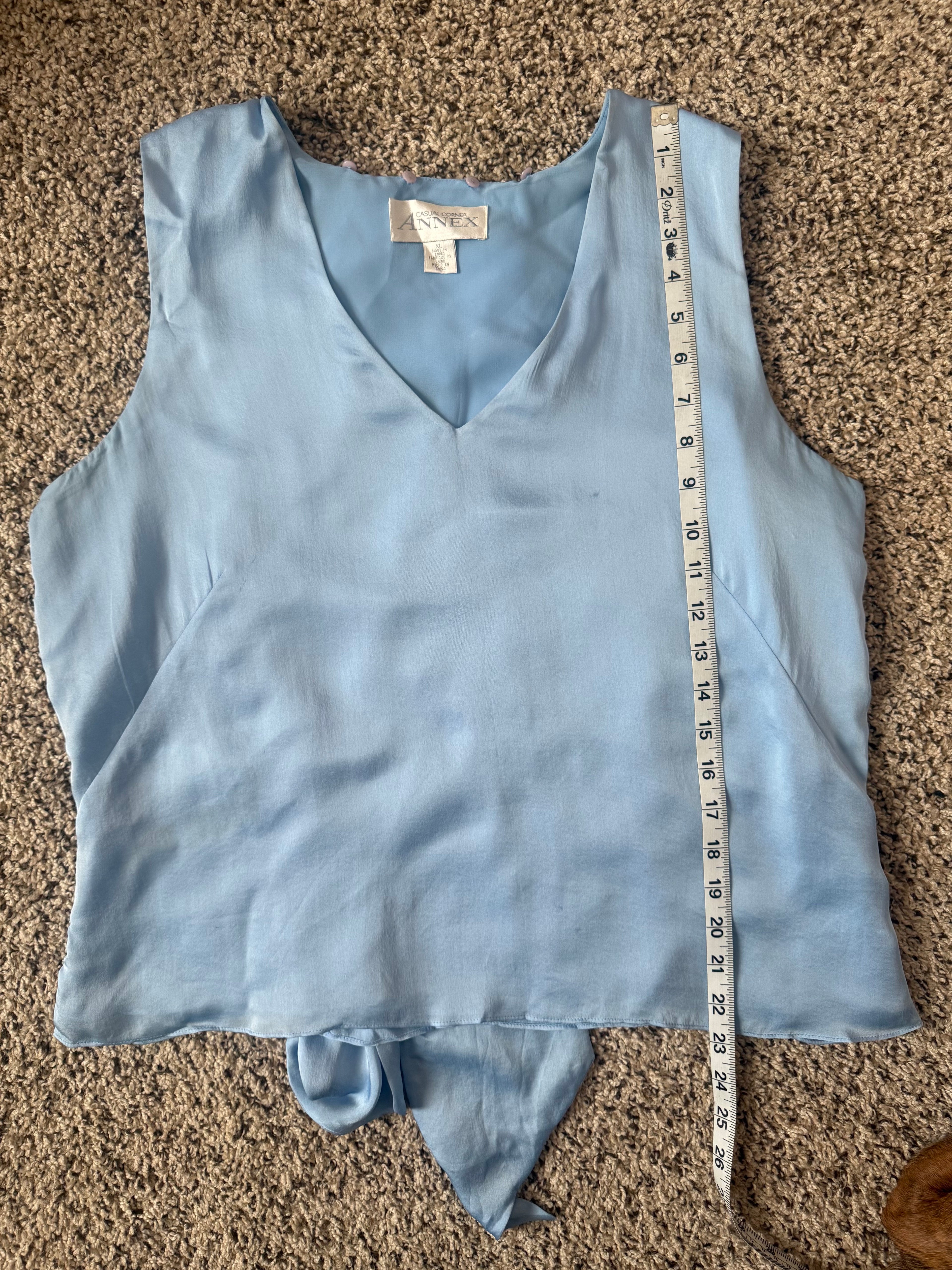 Casual Corner Annex 100% Silk Size XL Light Blue Tank Top with Scarf