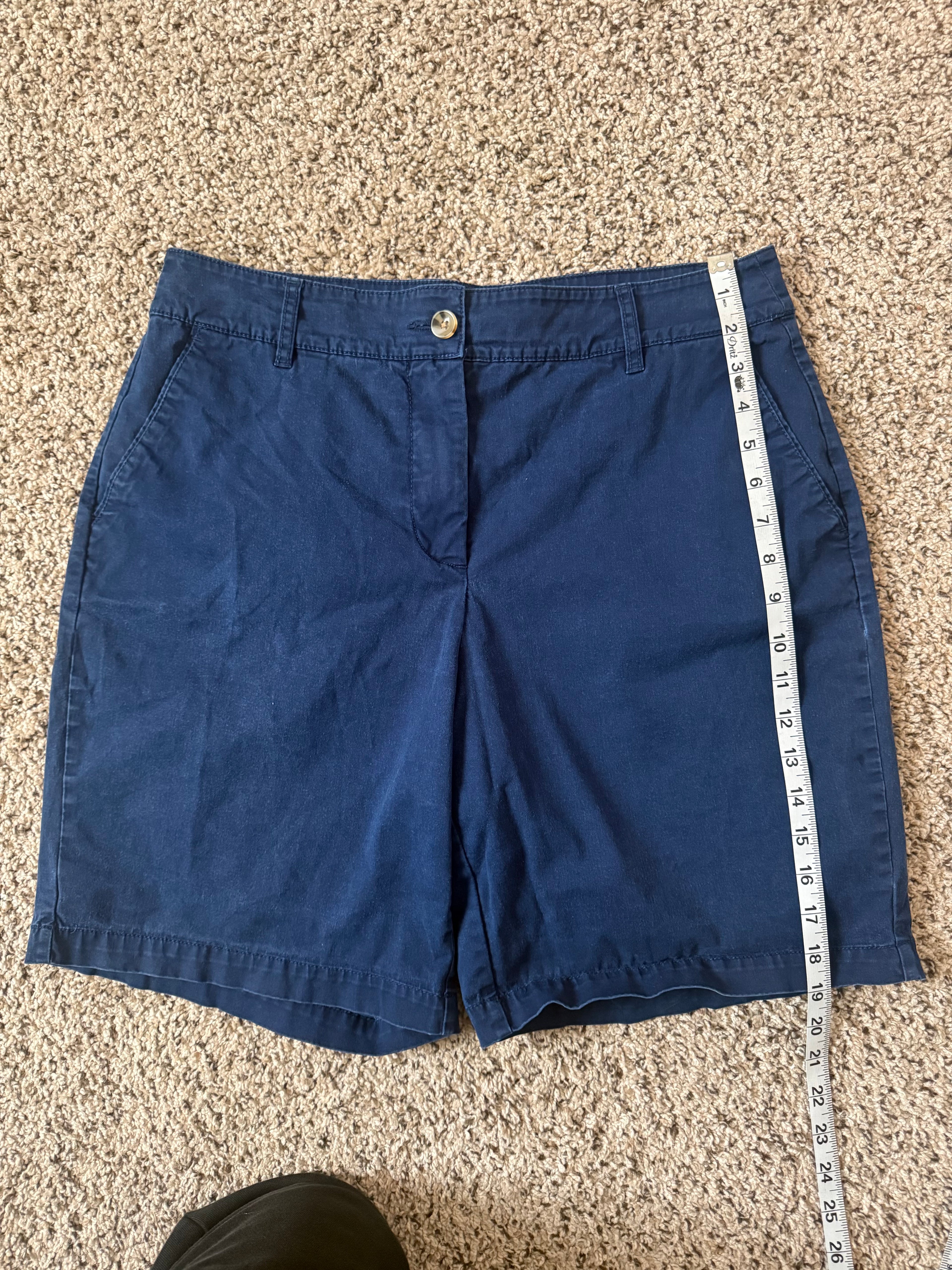Kim Rogers 97% Cotton 3% Spandex Size 12 Navy Blue Bermuda Shorts