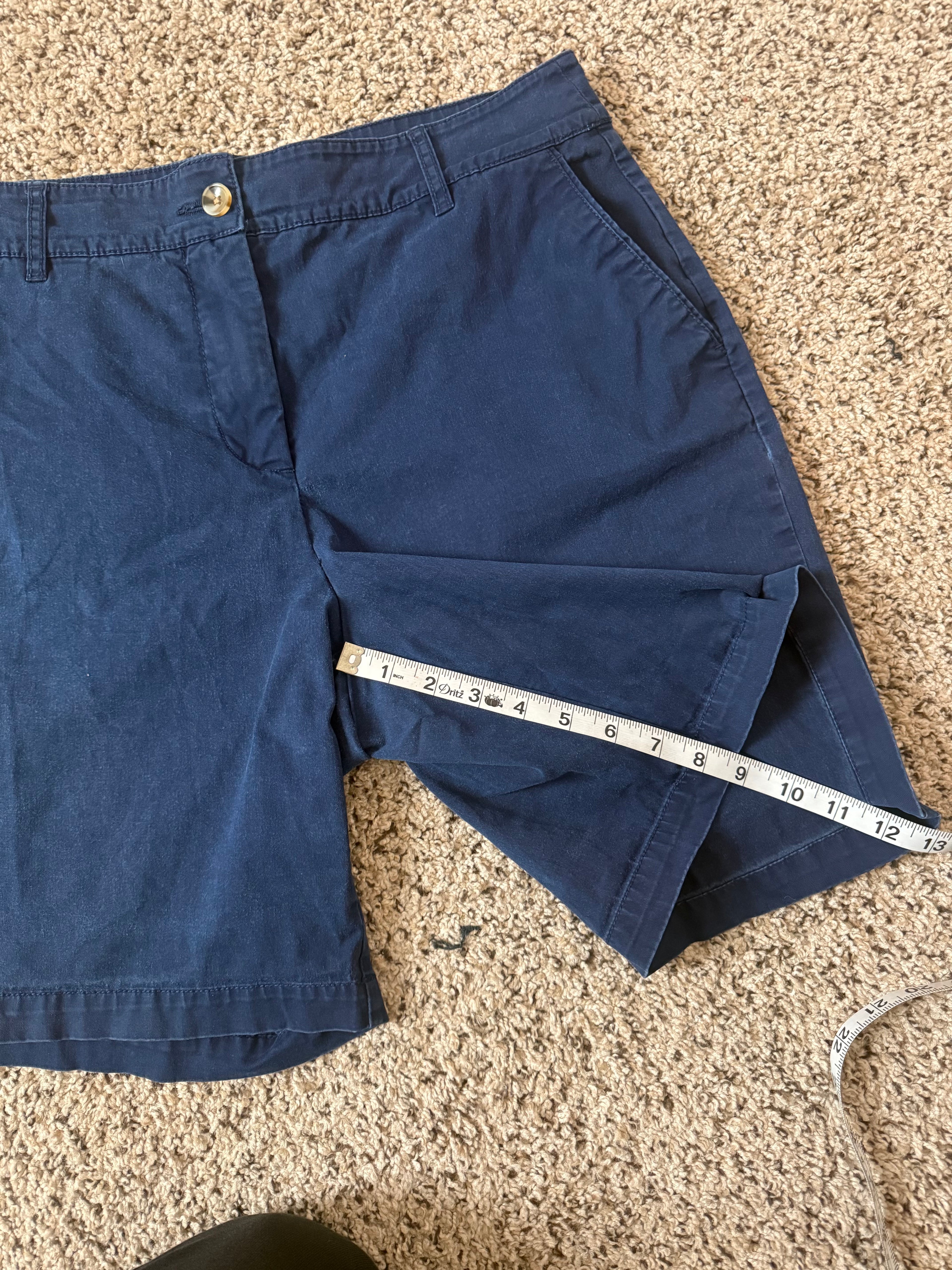 Kim Rogers 97% Cotton 3% Spandex Size 12 Navy Blue Bermuda Shorts