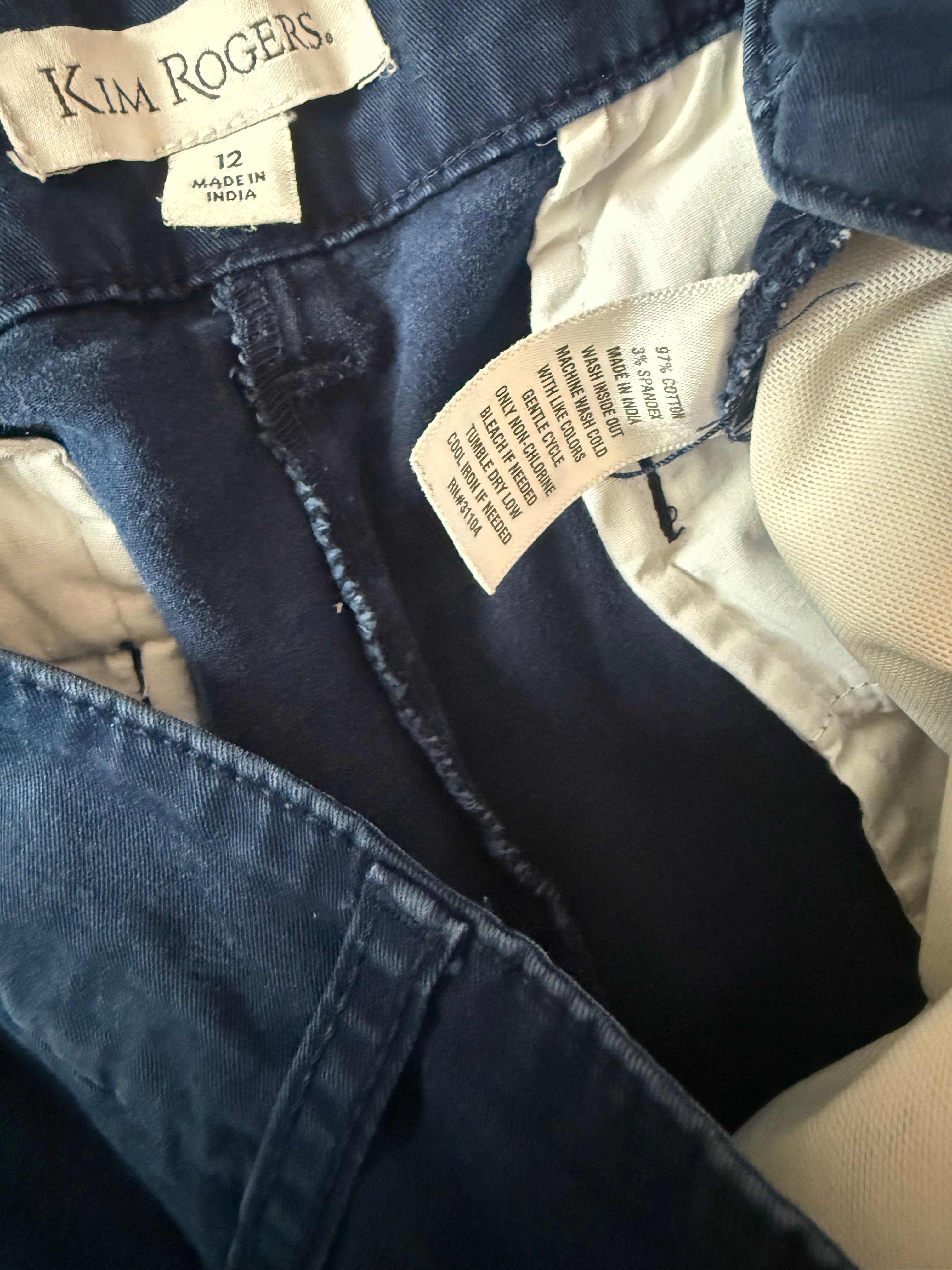 Kim Rogers 97% Cotton 3% Spandex Size 12 Navy Blue Bermuda Shorts