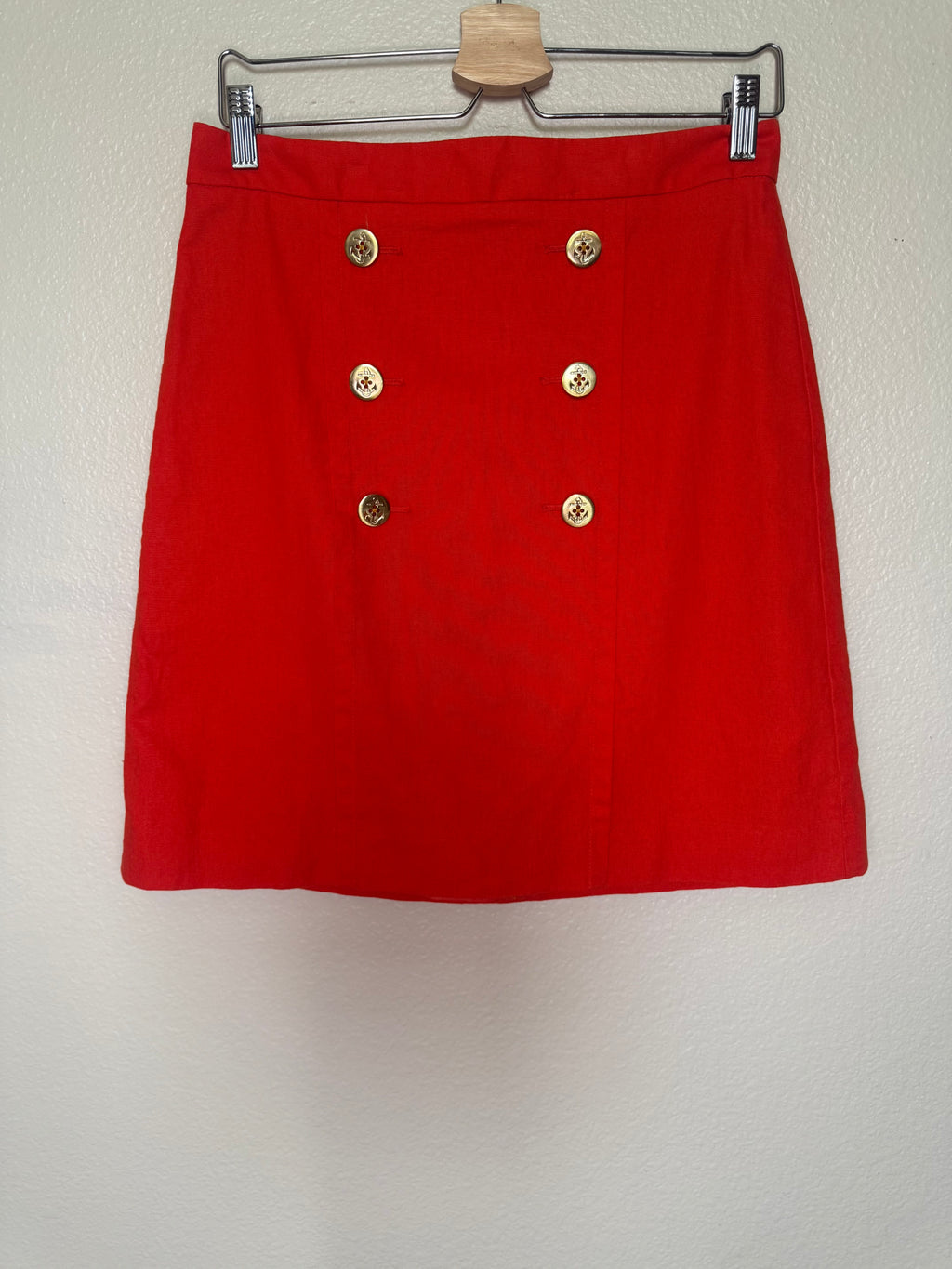 J. Crew 55% Linen 45% Cotton Size 6 Bright Red-Orange Mini Skirt