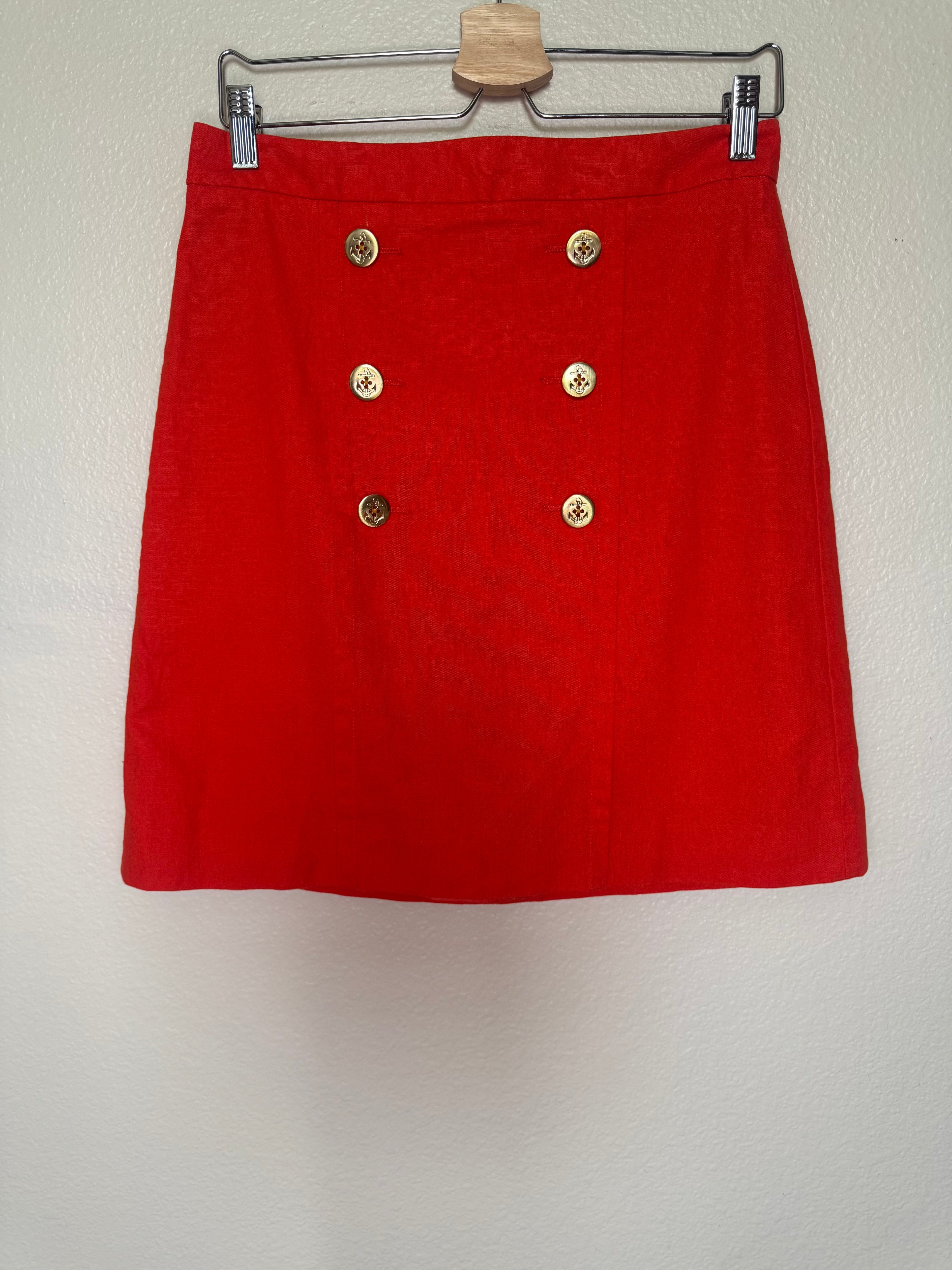 J. Crew 55% Linen 45% Cotton Size 6 Bright Red-Orange Mini Skirt