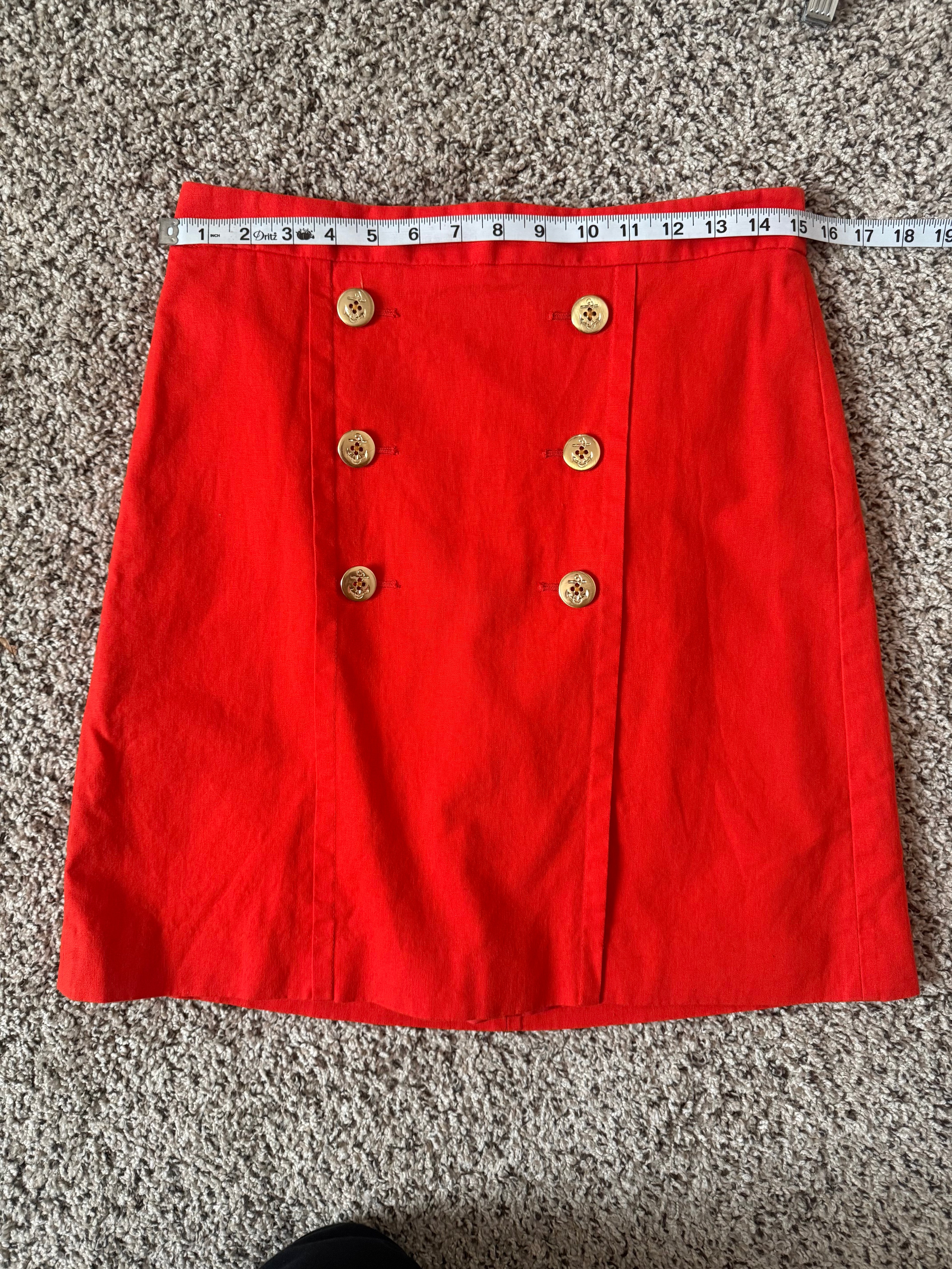 J. Crew 55% Linen 45% Cotton Size 6 Bright Red-Orange Mini Skirt