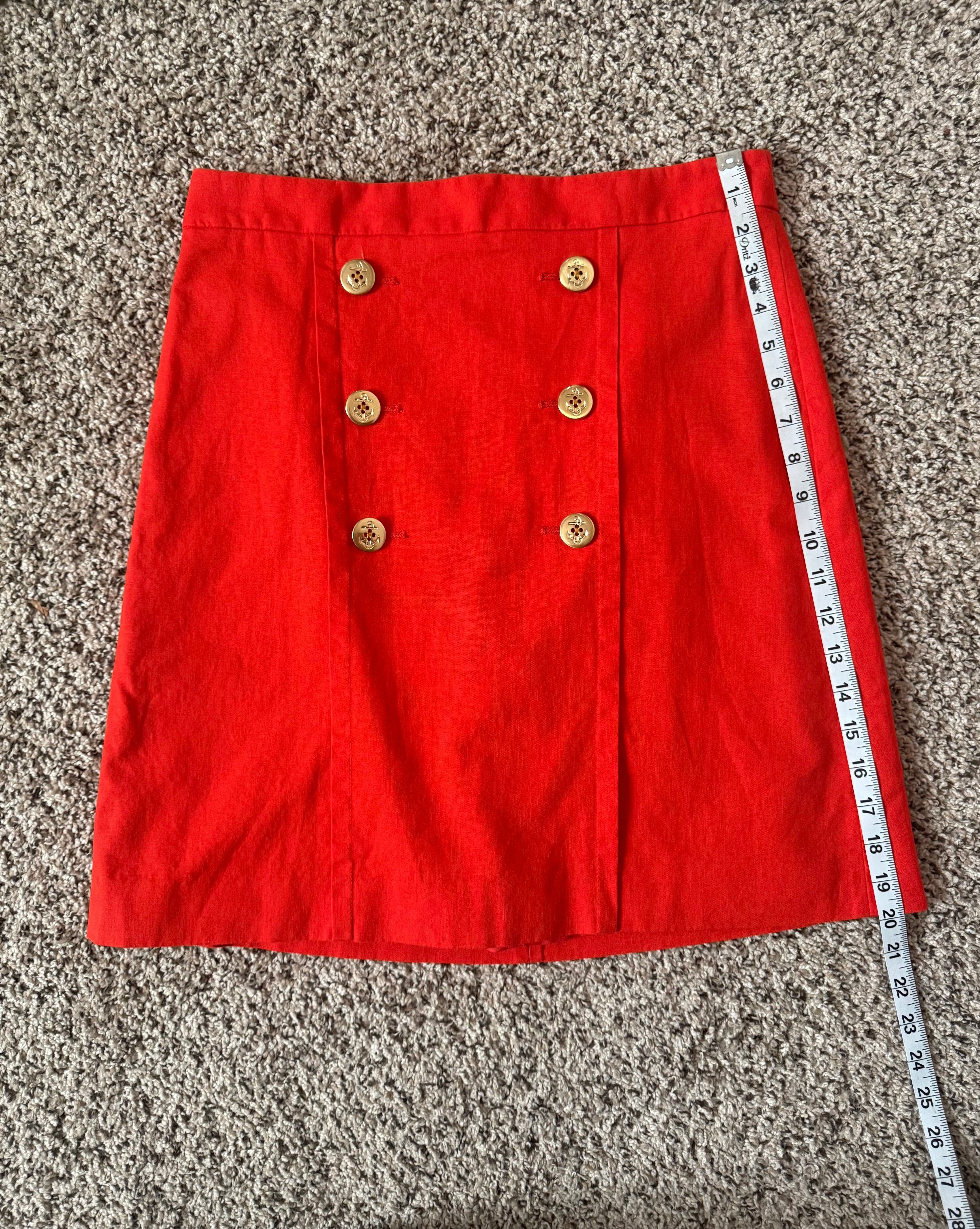 J. Crew 55% Linen 45% Cotton Size 6 Bright Red-Orange Mini Skirt