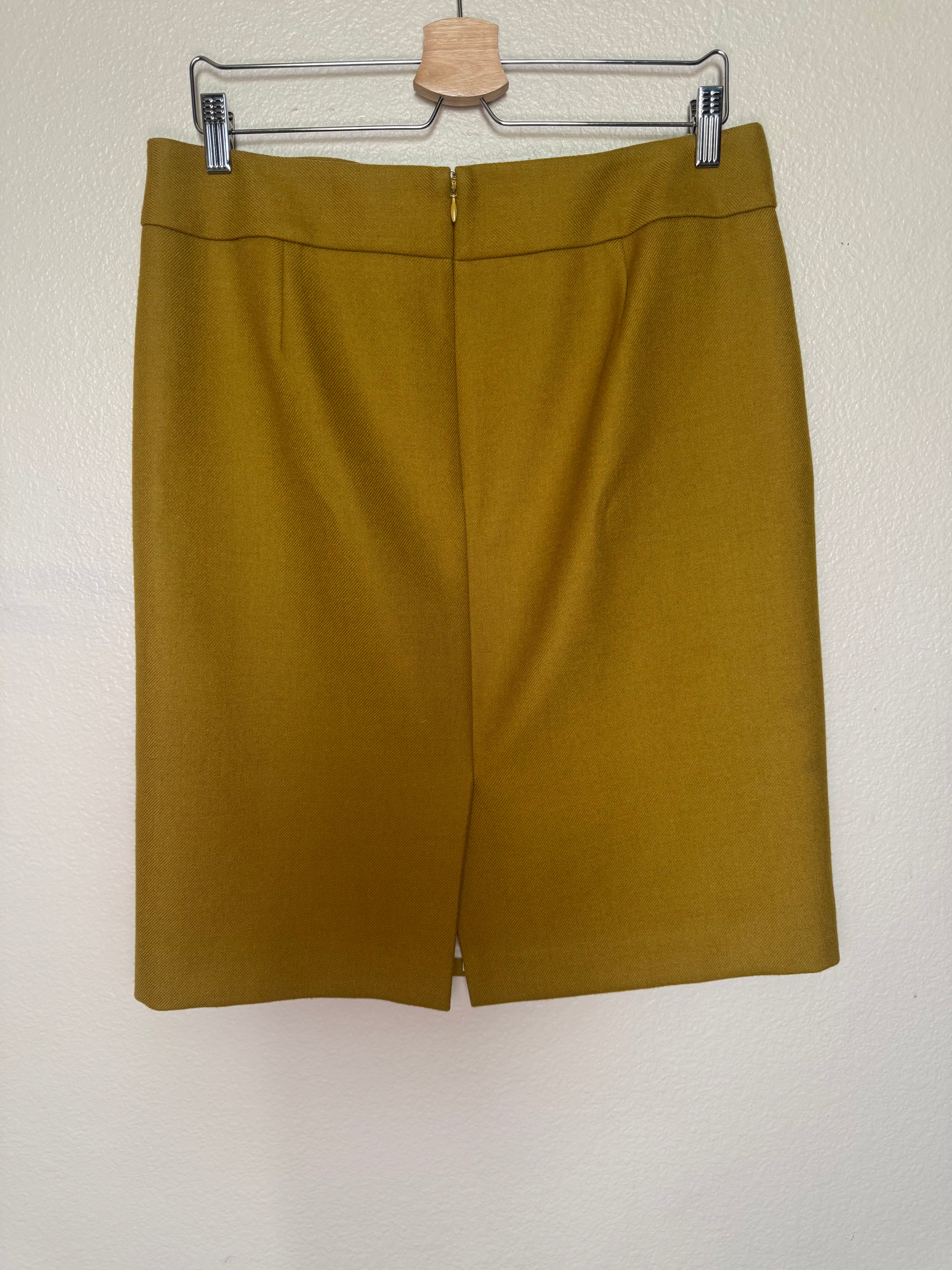 J. Crew 100% Wool Size 12 Mustard Midi Skirt
