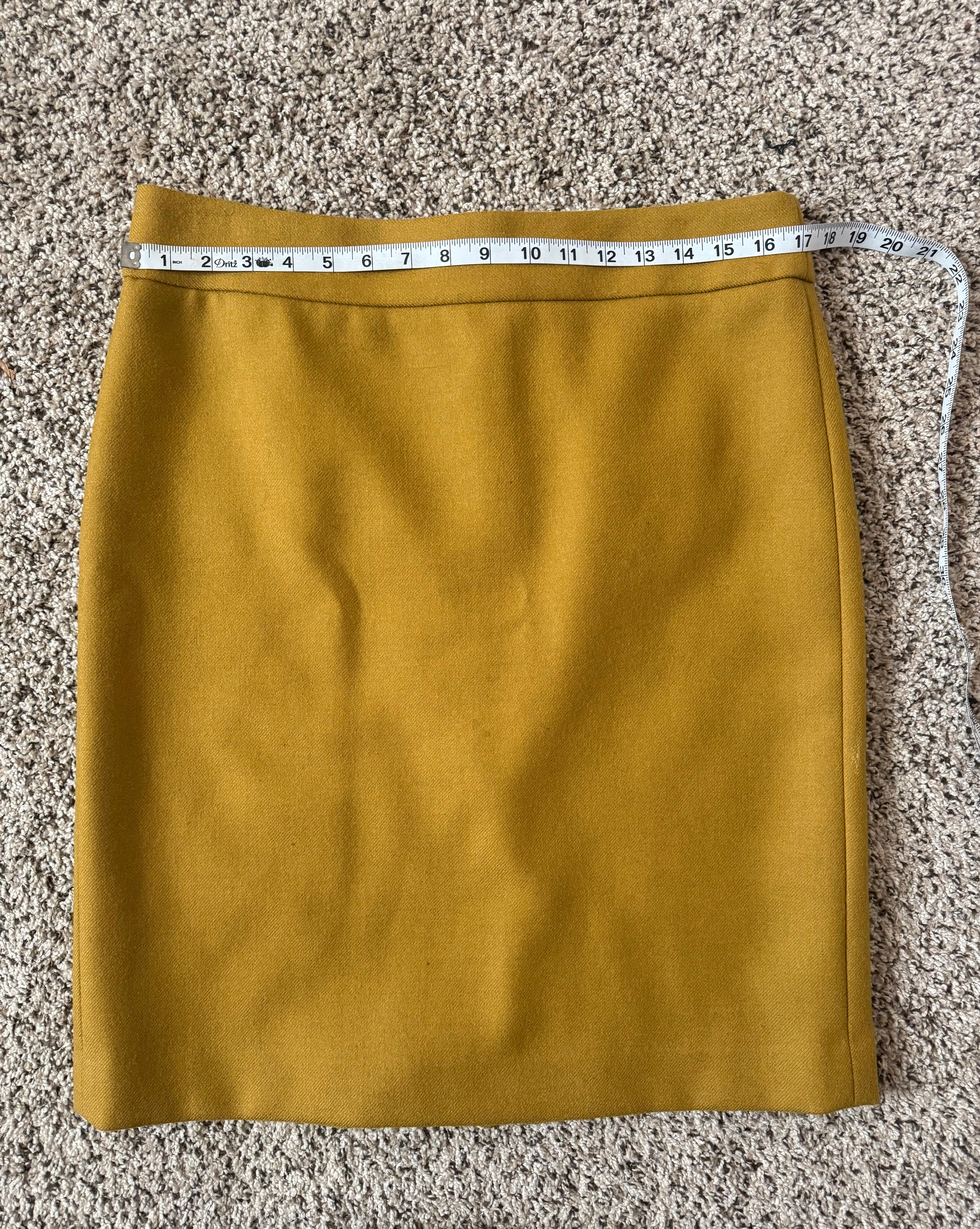 J. Crew 100% Wool Size 12 Mustard Midi Skirt