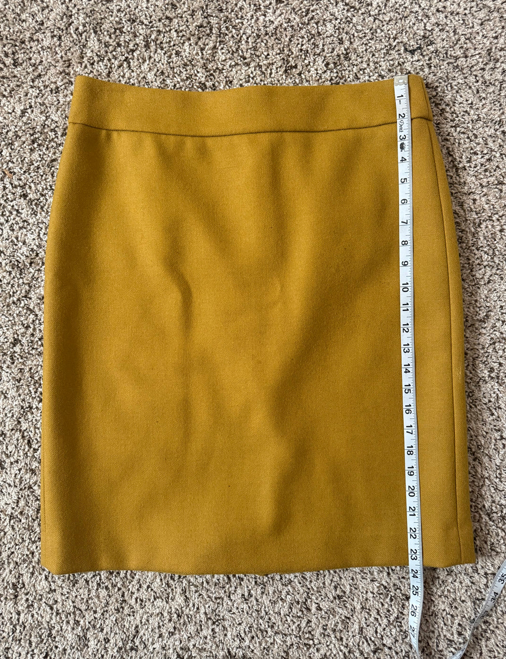 J. Crew 100% Wool Size 12 Mustard Midi Skirt