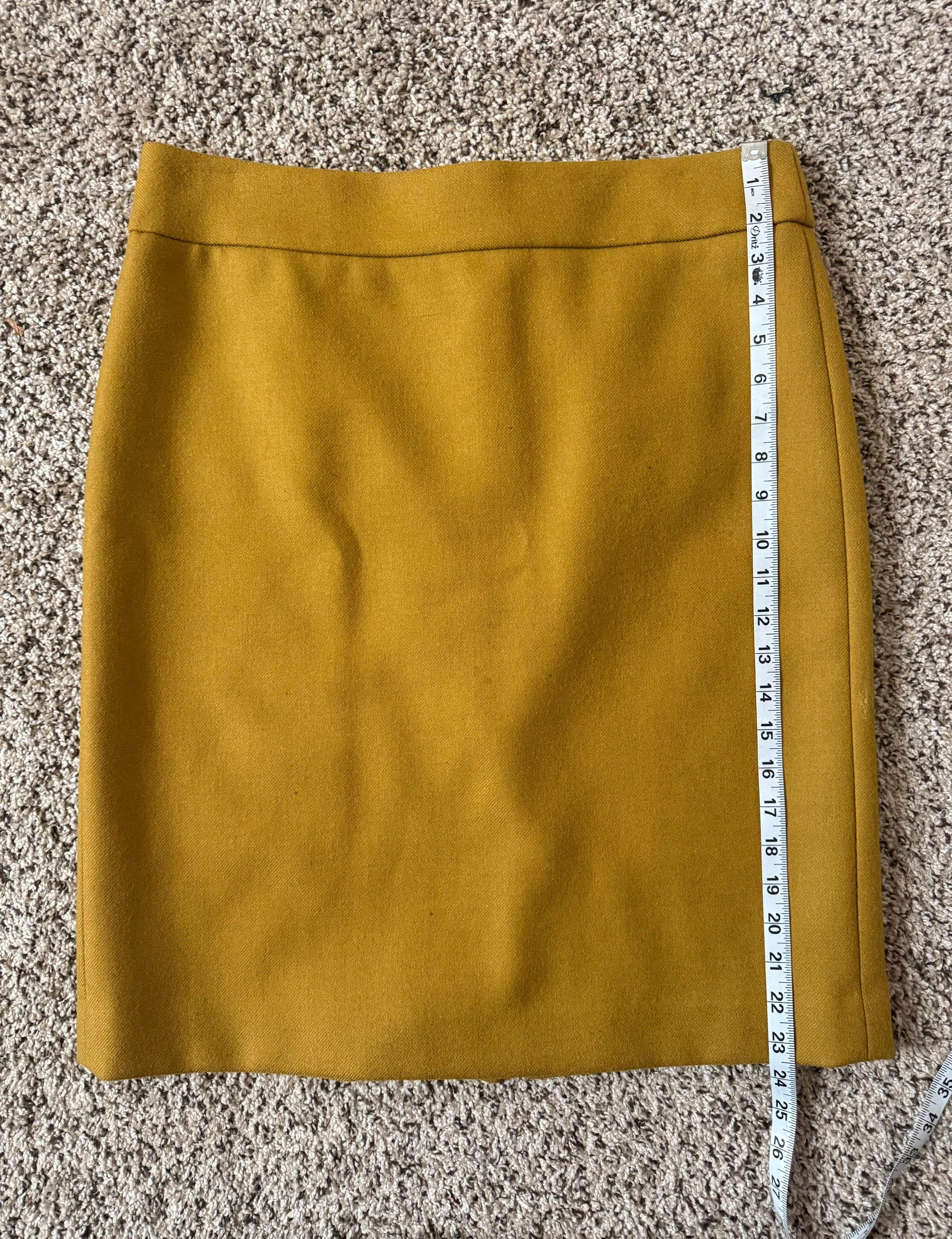 J. Crew 100% Wool Size 12 Mustard Midi Skirt