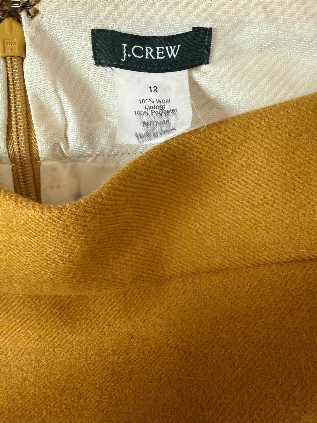 J. Crew 100% Wool Size 12 Mustard Midi Skirt